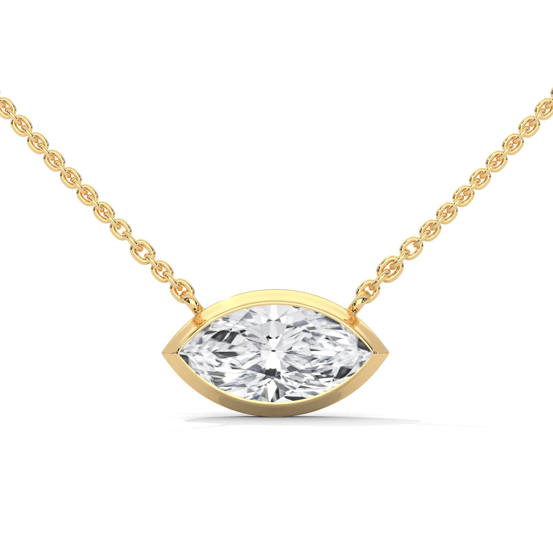 Marquise-Cut Diamond Pendant Necklace 0.85ct E-VS1 | 14K Gold |16”&18” Chain