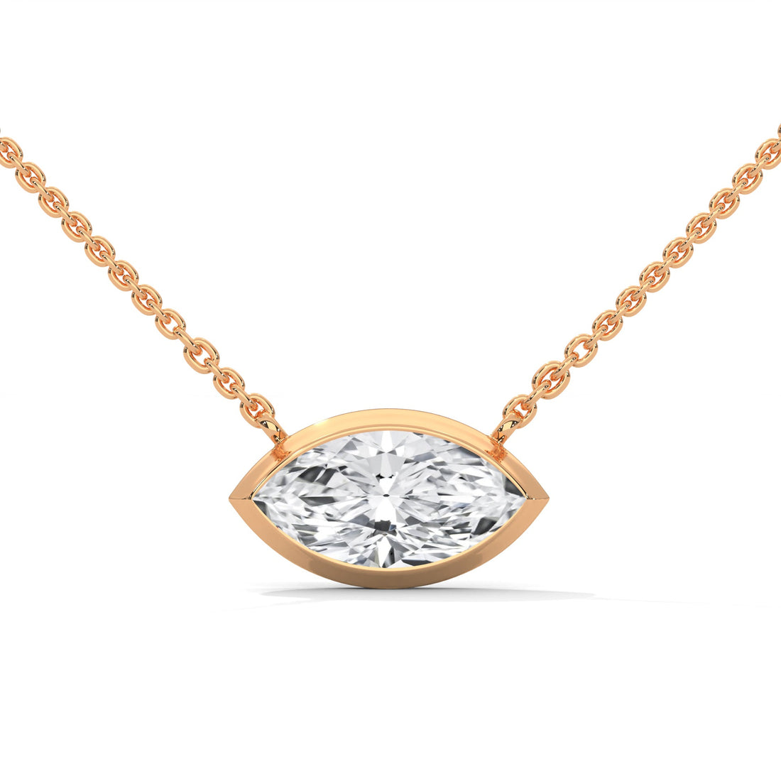 Marquise-Cut Diamond Pendant Necklace 0.85ct E-VS1 | 14K Gold |16”&18” Chain