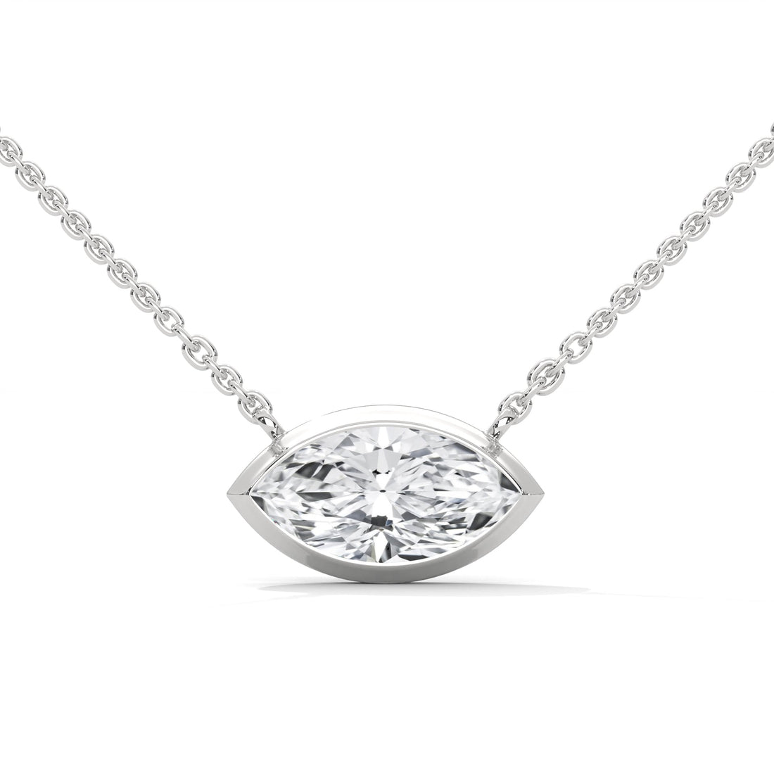Marquise-Cut Diamond Pendant Necklace 0.85ct E-VS1 | 14K Gold |16”&18” Chain