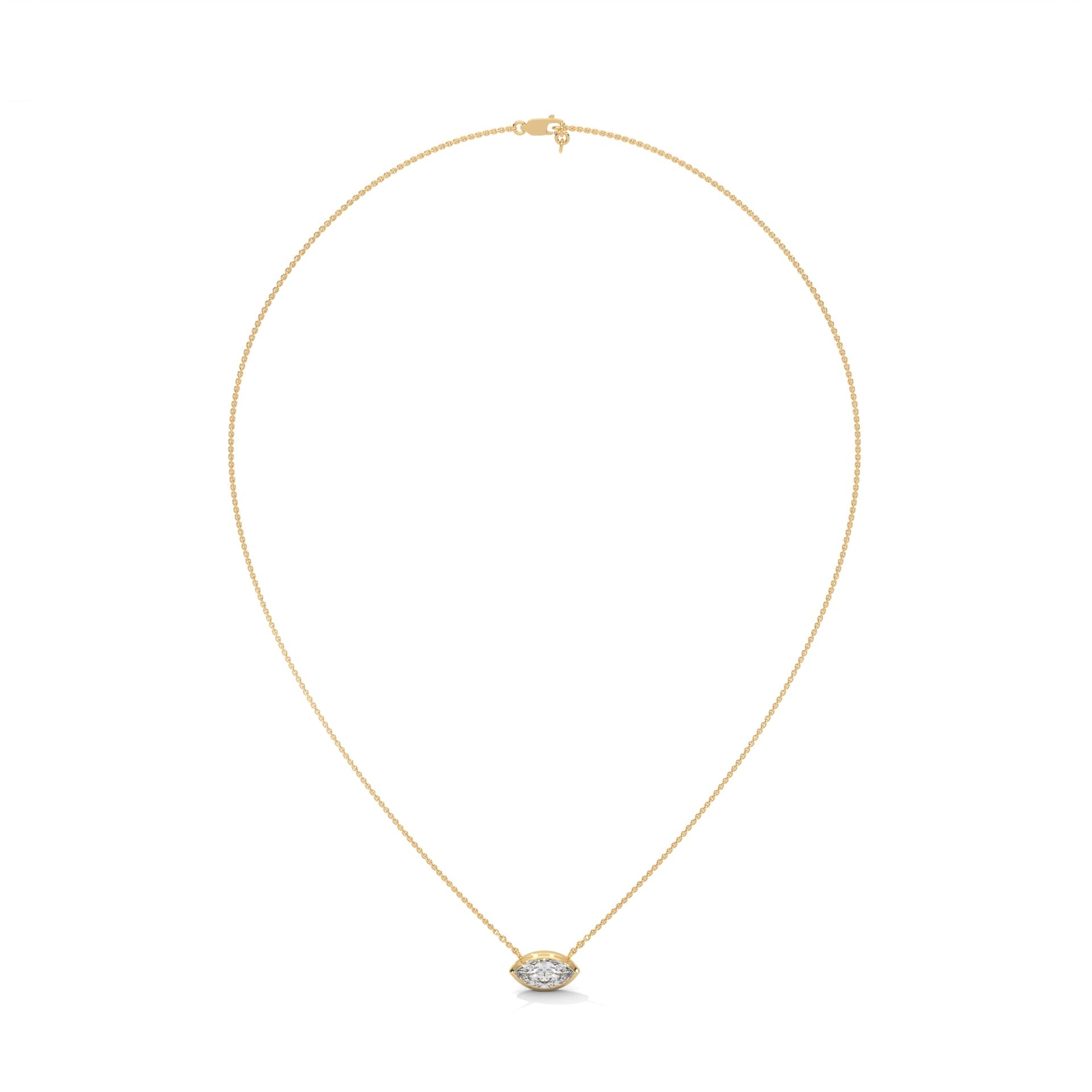 Marquise-Cut Diamond Pendant Necklace 0.85ct E-VS1 | 14K Gold |16”&18” Chain