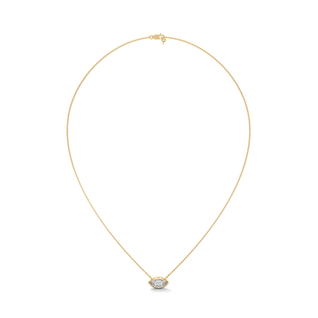 Marquise-Cut Diamond Pendant Necklace 0.85ct E-VS1 | 14K Gold |16”&18” Chain