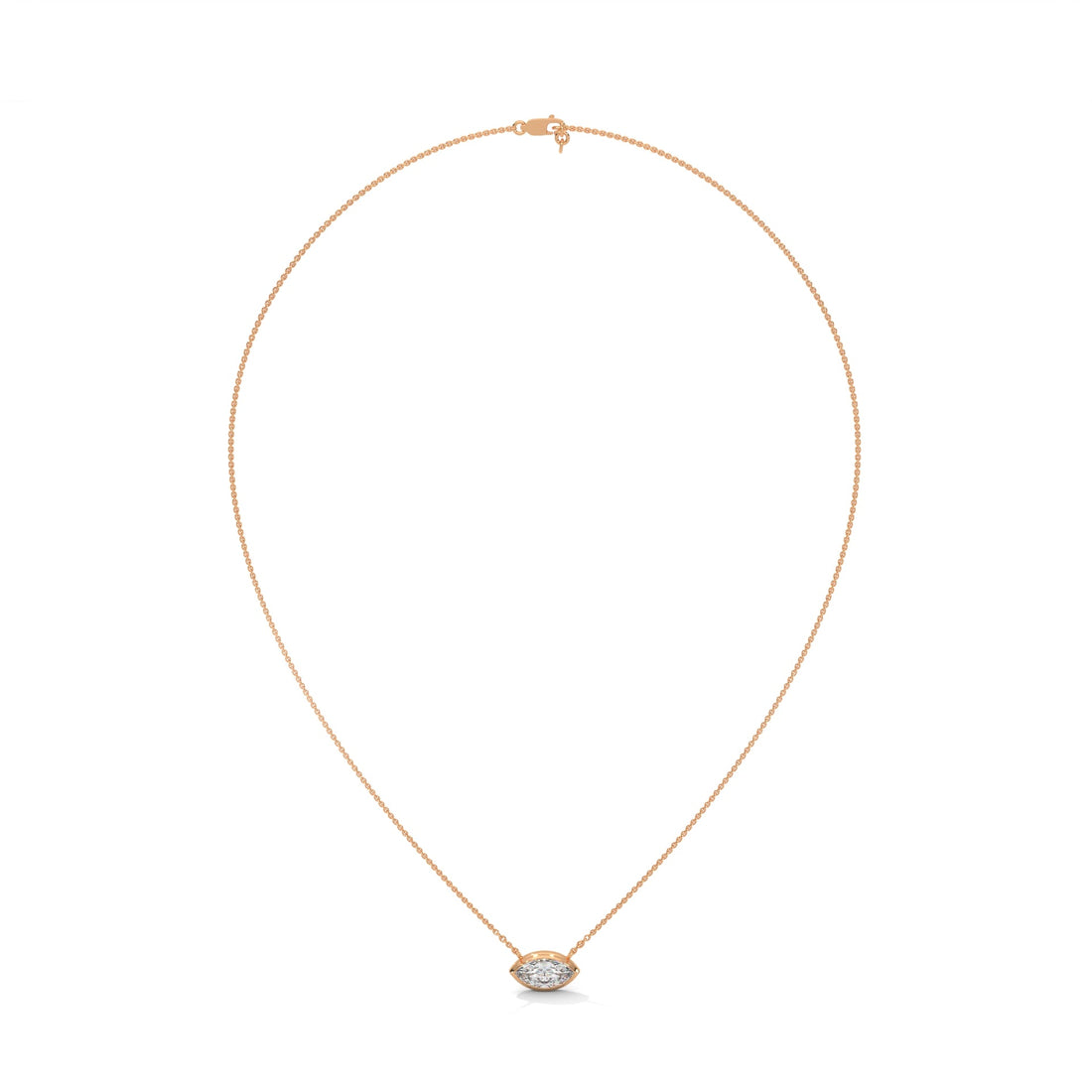Marquise-Cut Diamond Pendant Necklace 0.85ct E-VS1 | 14K Gold |16”&18” Chain