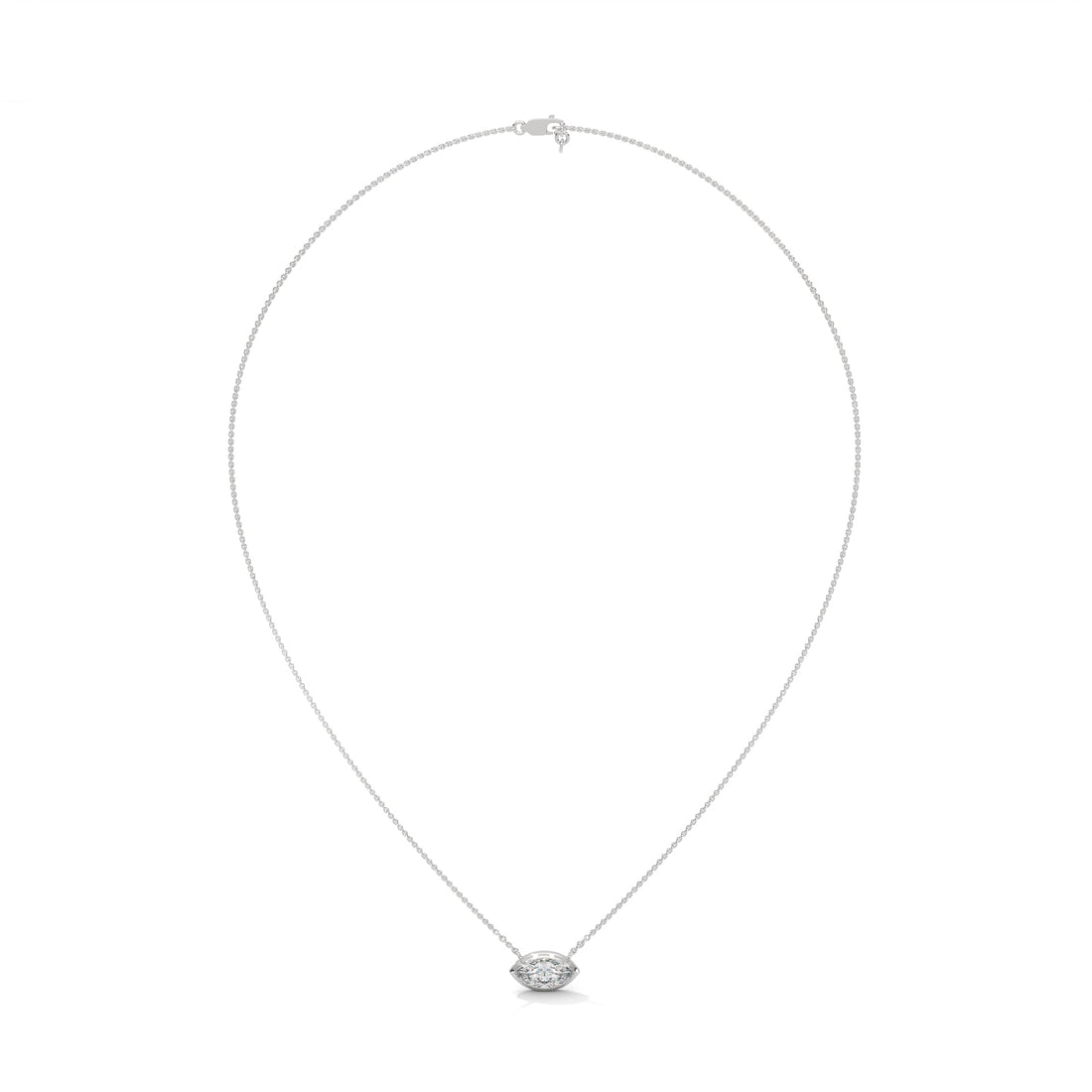 Marquise-Cut Diamond Pendant Necklace 0.85ct E-VS1 | 14K Gold |16”&18” Chain