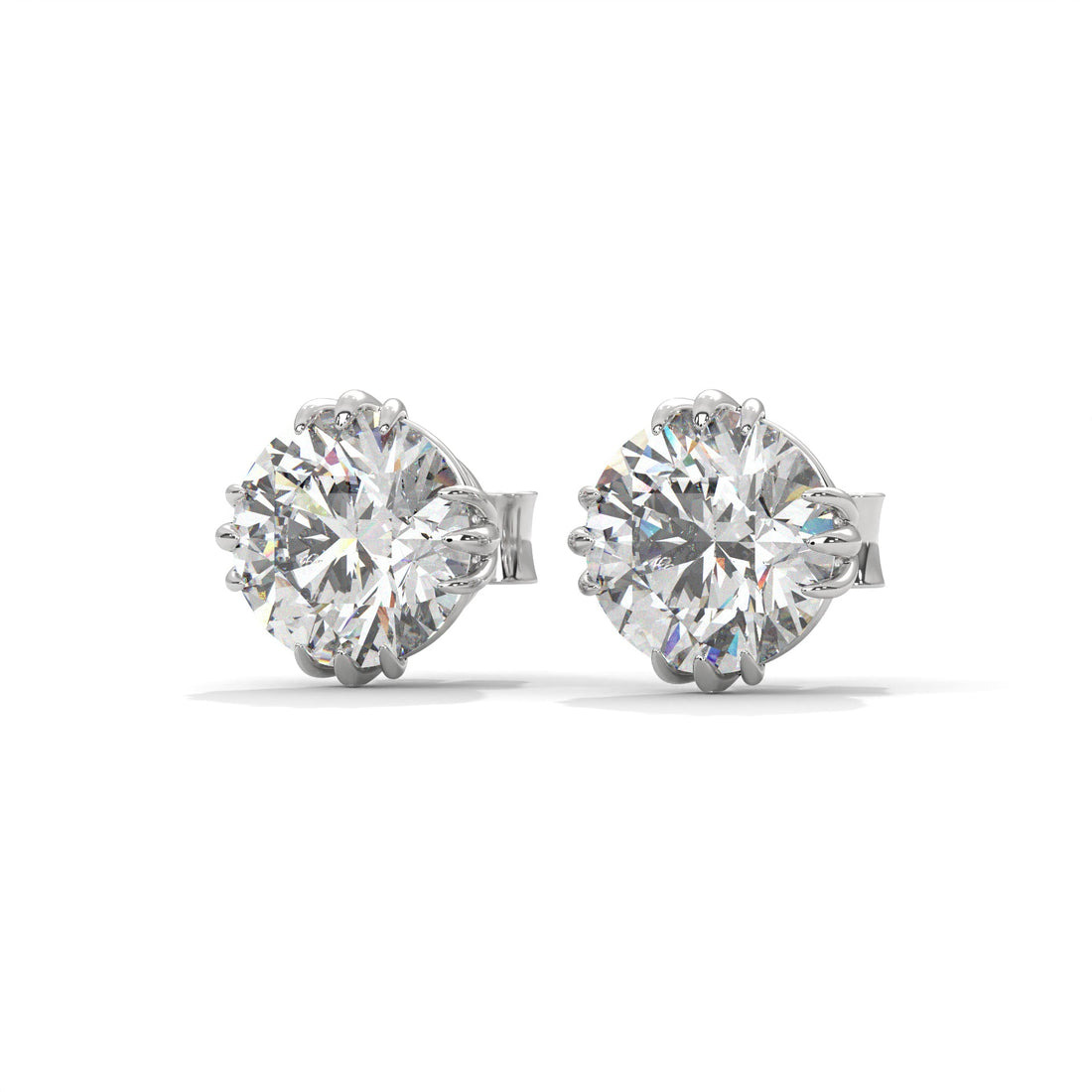 Exquisite Round-Cut Diamond Stud Earrings in 14K Gold | IGI Certified | 2-6 CTW