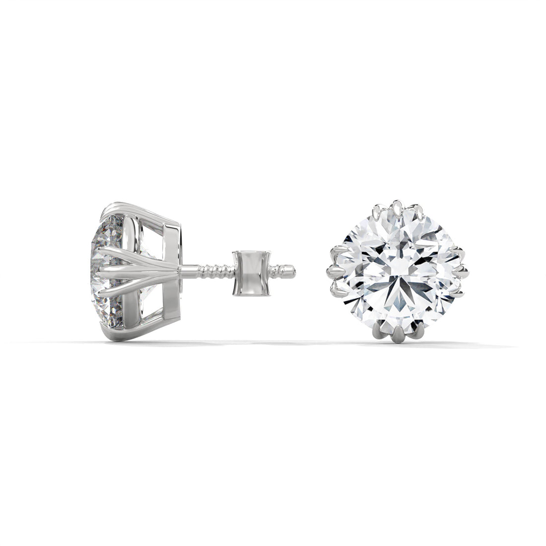 Exquisite Round-Cut Diamond Stud Earrings in 14K Gold | IGI Certified | 2-6 CTW