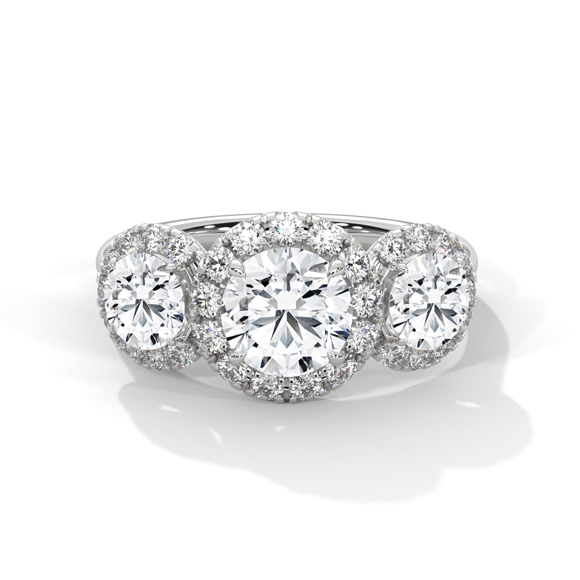 Trinity Radiance 3CT Round Lab-Grown Diamond Engagement Ring | 4.06 CTW