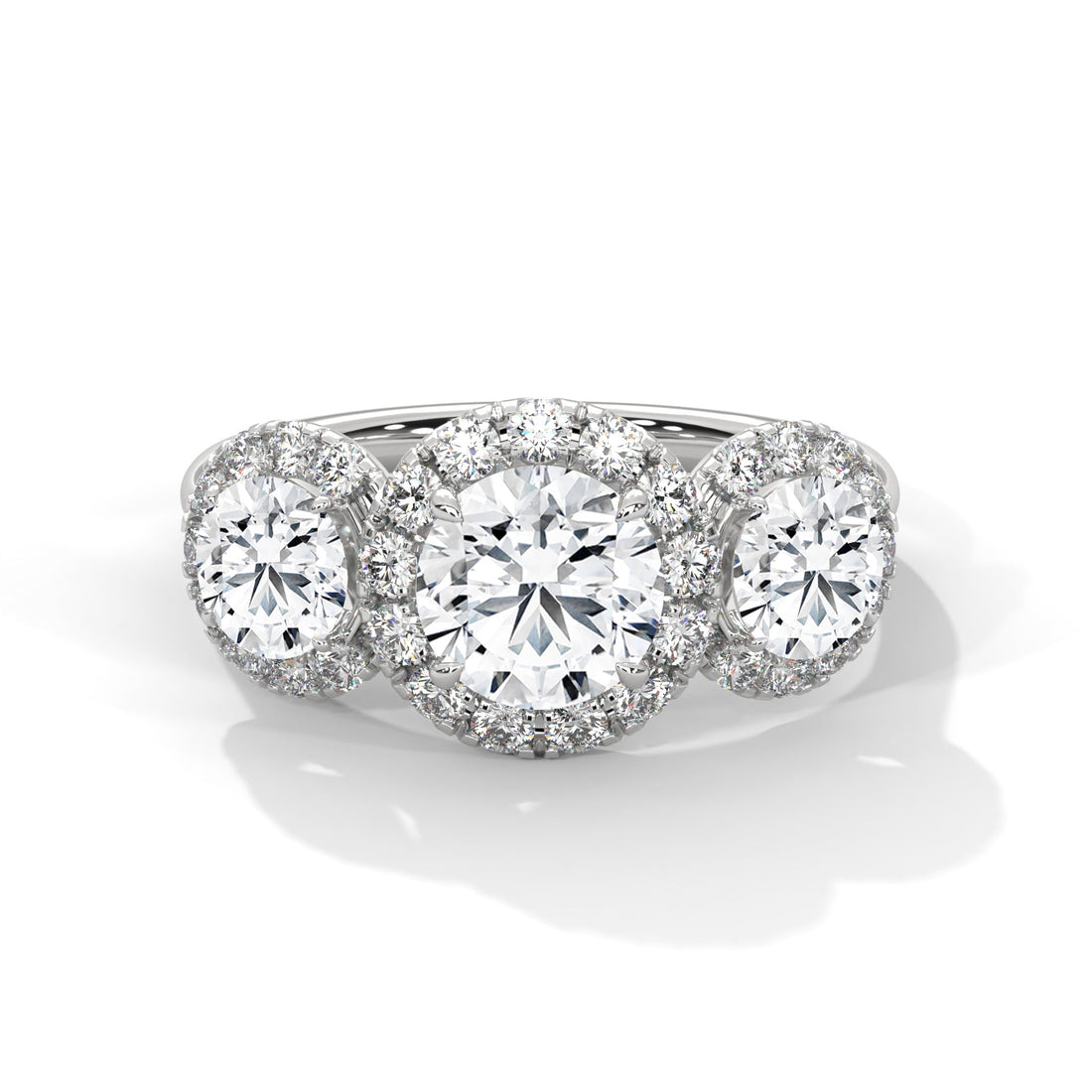 Trinity Radiance 3CT Round Lab-Grown Diamond Engagement Ring | 4.06 CTW