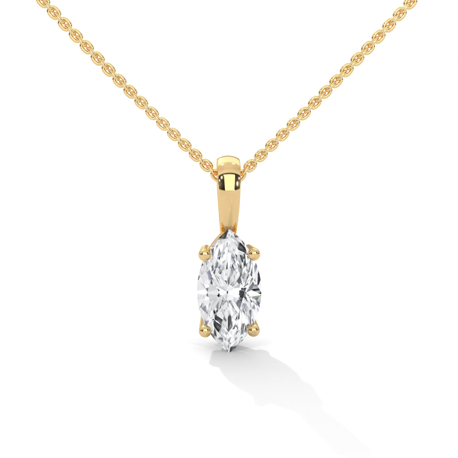 Ethereal Grace Marquise-Cut Diamond Pendant Necklace 1.25ct | 14K Gold |16”&18” Chain