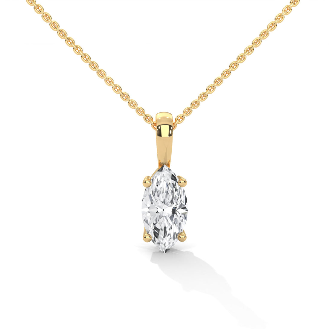 Ethereal Grace Marquise-Cut Diamond Pendant Necklace 1.25ct | 14K Gold |16”&18” Chain