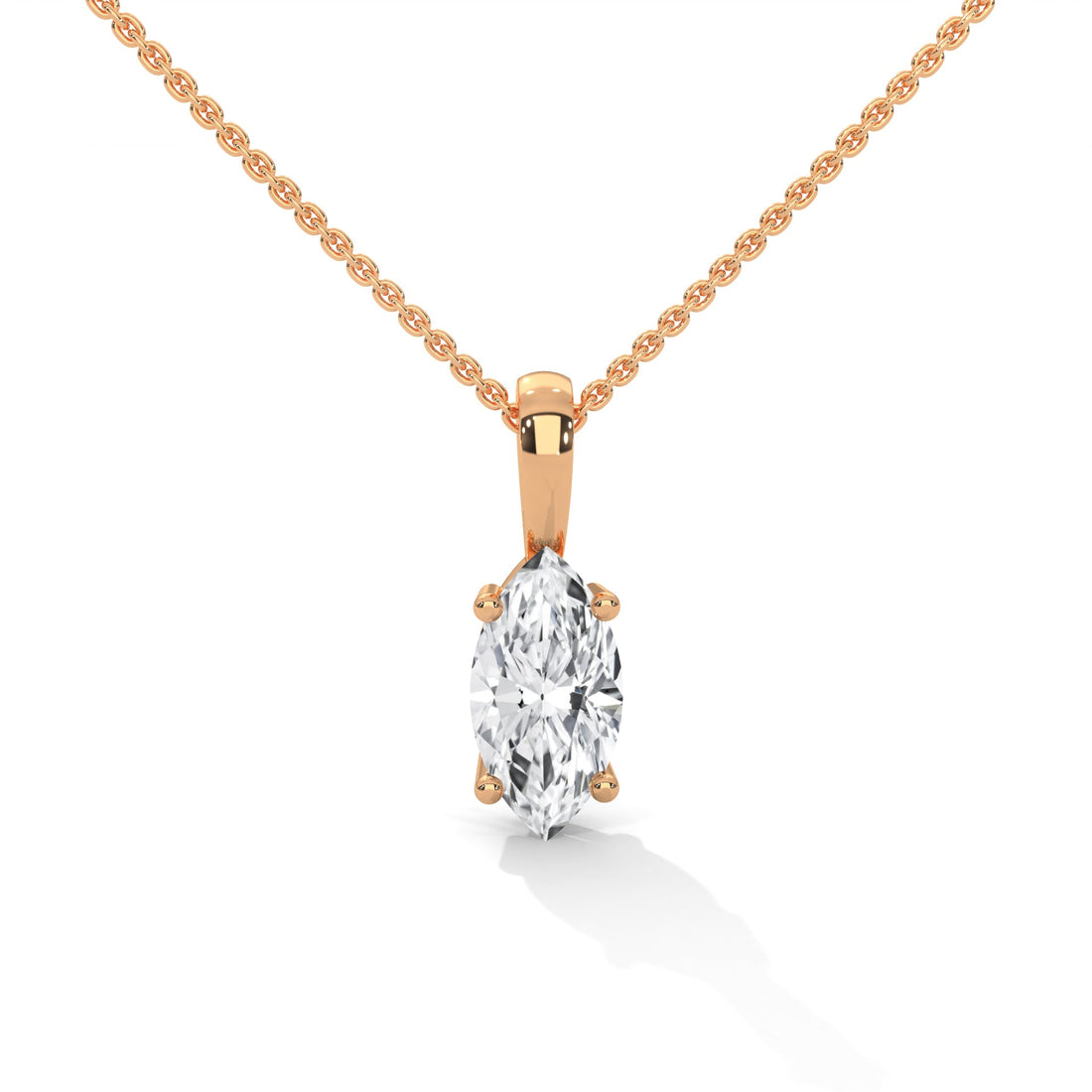 Ethereal Grace Marquise-Cut Diamond Pendant Necklace 1.25ct | 14K Gold |16”&18” Chain