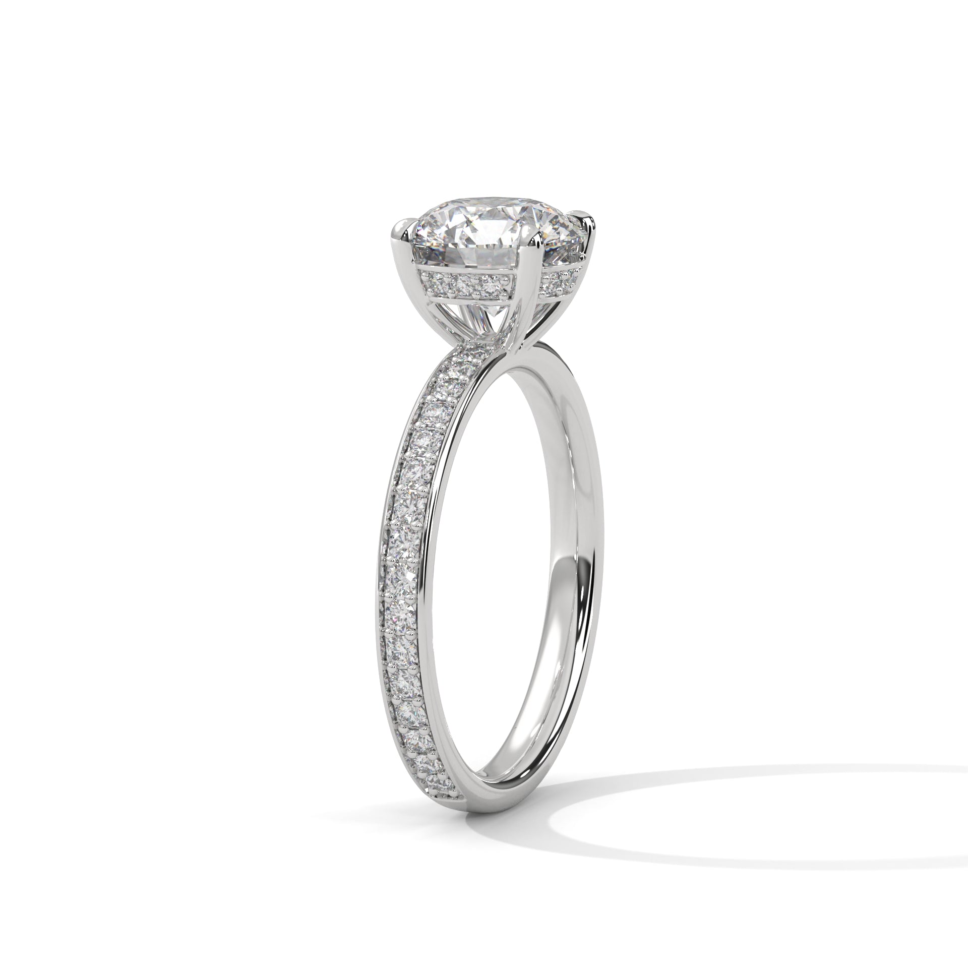 Shiny 1 CT Round-Cut Lab Grown Diamond Pave Ring | 1.46 CTW