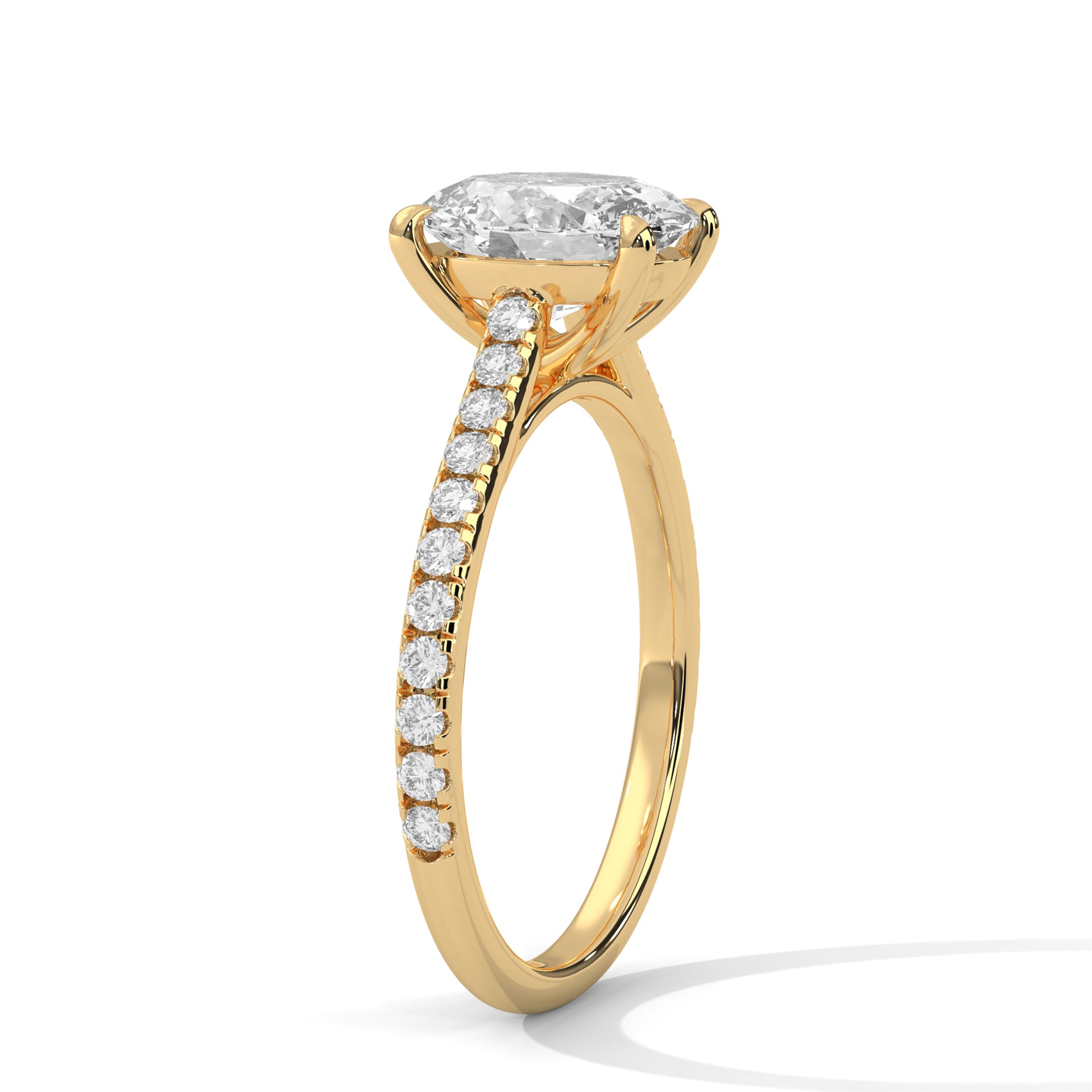 Grandeur Oval-Cut 2.22 CTW Lab-Grown Diamond Engagement Gold Ring