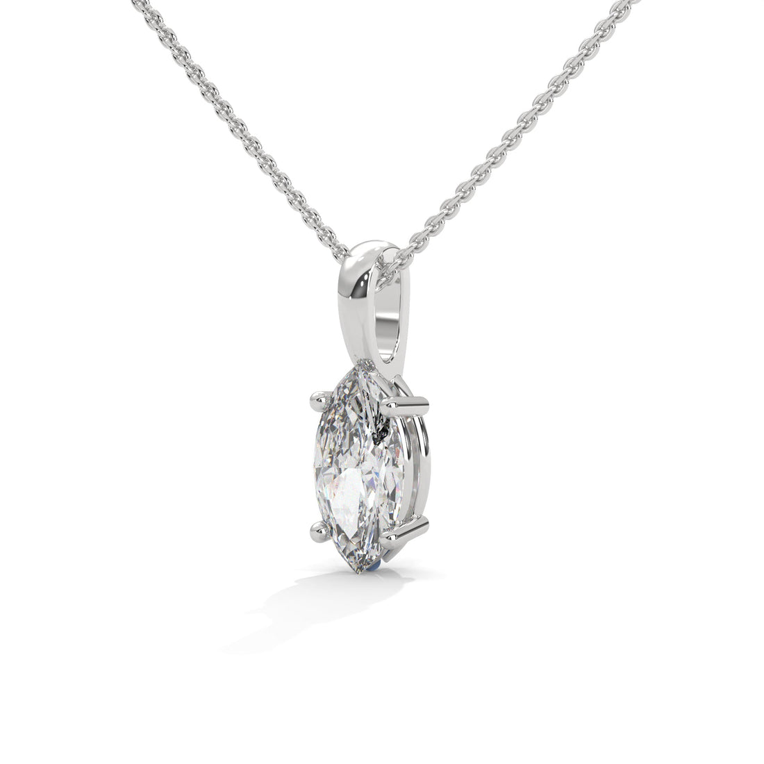 Ethereal Grace Marquise-Cut Diamond Pendant Necklace 1.25ct | 14K Gold |16”&18” Chain