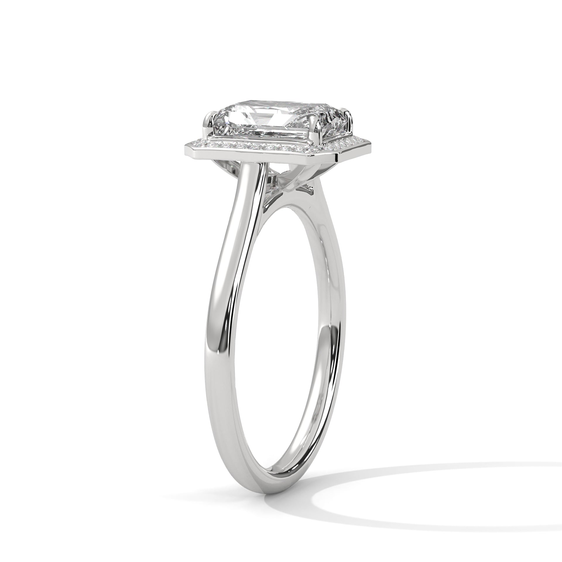 Ethereal 2.15 CTW Emerald-Cut Lab-Grown Diamond Halo Ring | E-VS1