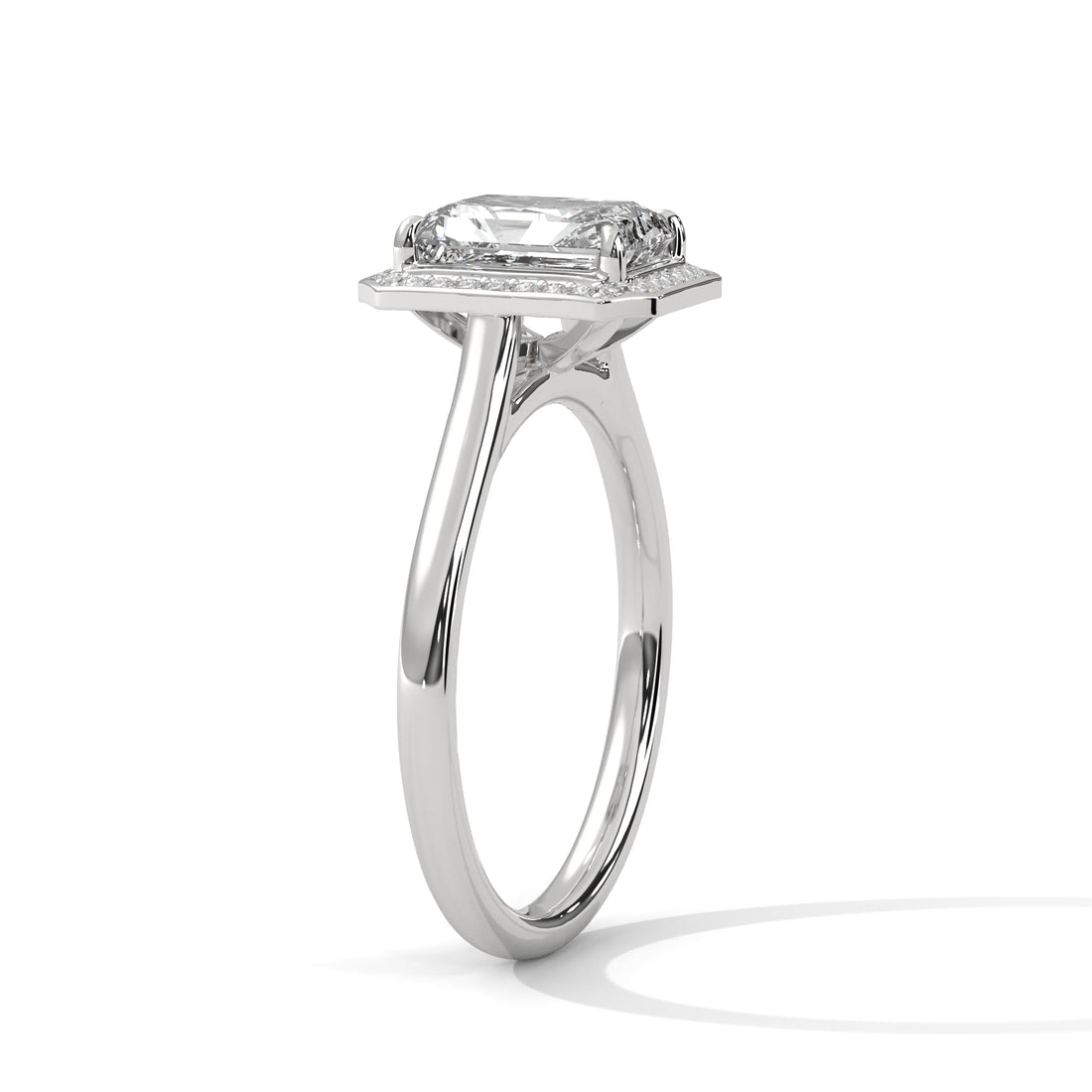 Ethereal 2.15 CTW Emerald-Cut Lab-Grown Diamond Halo Ring | E-VS1