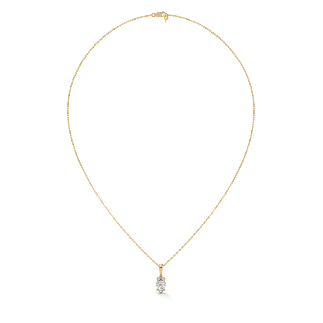 Ethereal Grace Marquise-Cut Diamond Pendant Necklace 1.25ct | 14K Gold |16”&18” Chain