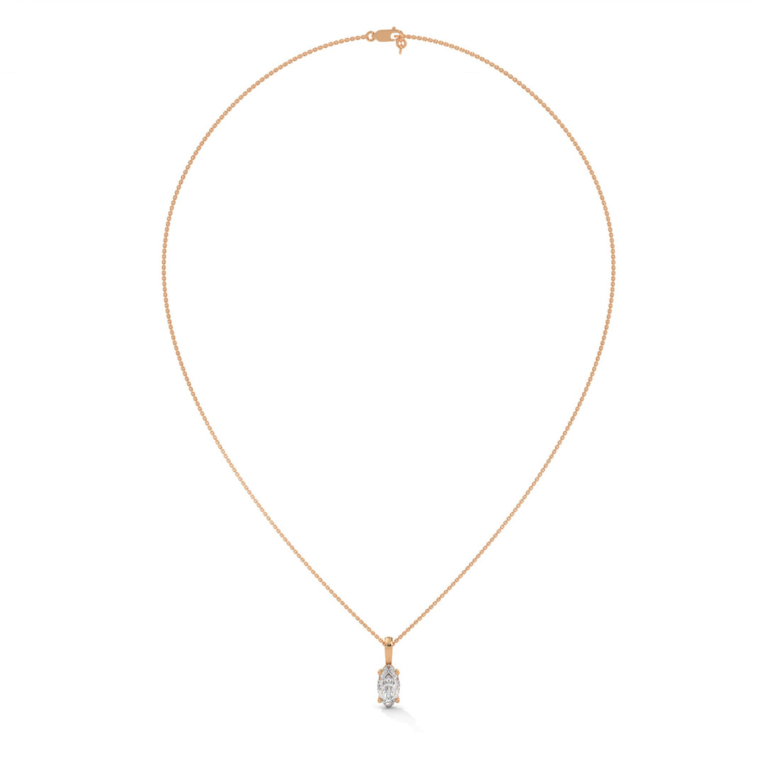 Ethereal Grace Marquise-Cut Diamond Pendant Necklace 1.25ct | 14K Gold |16”&18” Chain