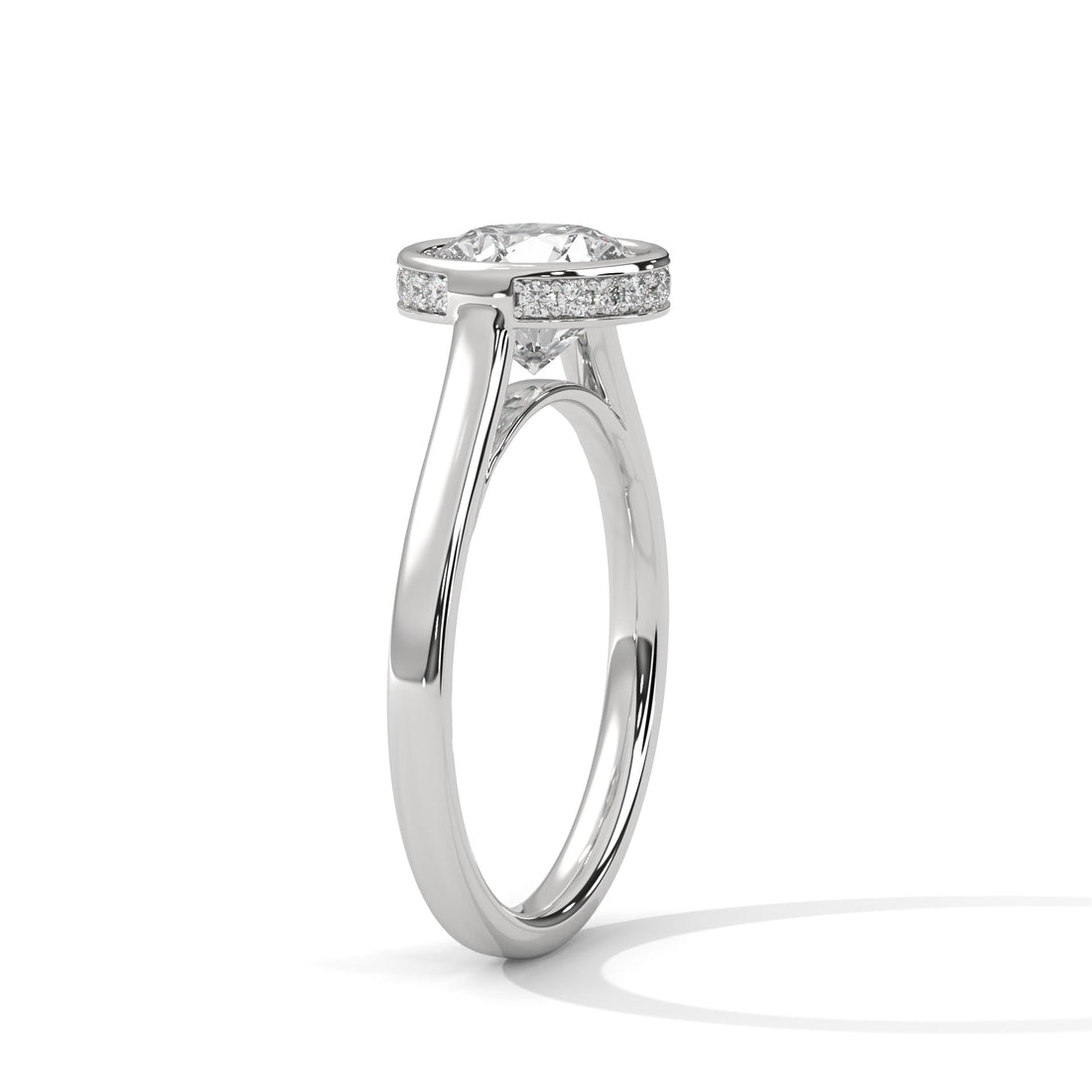 Modern Halo 1.5 CT Round-Cut Lab Grown Diamond Bezel Ring | 1.64 CTW