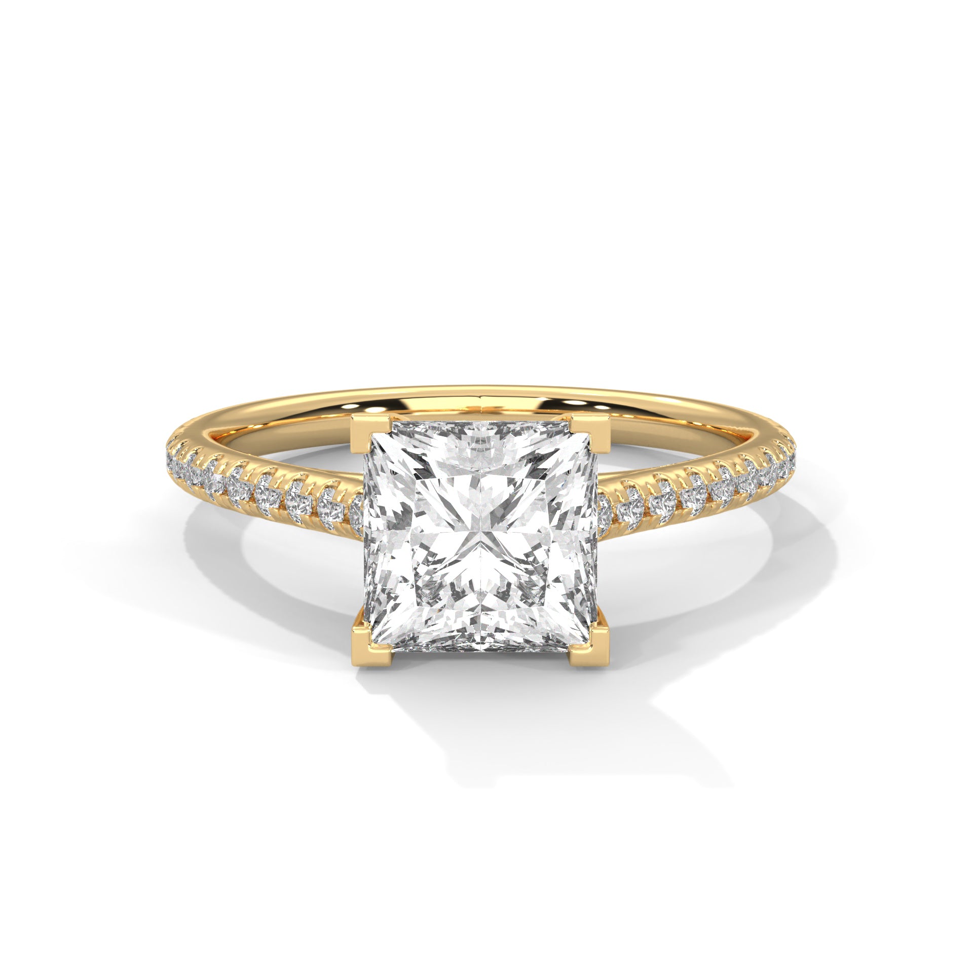 Sivella Charm 1 CT Princess-Cut Lab Grown Diamond Pave Ring | 1.22 CTW