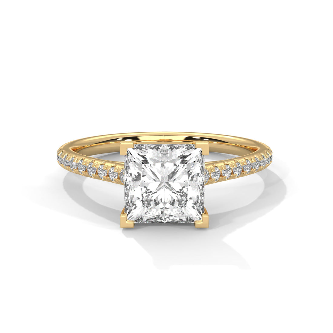 Sivella Charm 1 CT Princess-Cut Lab Grown Diamond Pave Ring | 1.22 CTW
