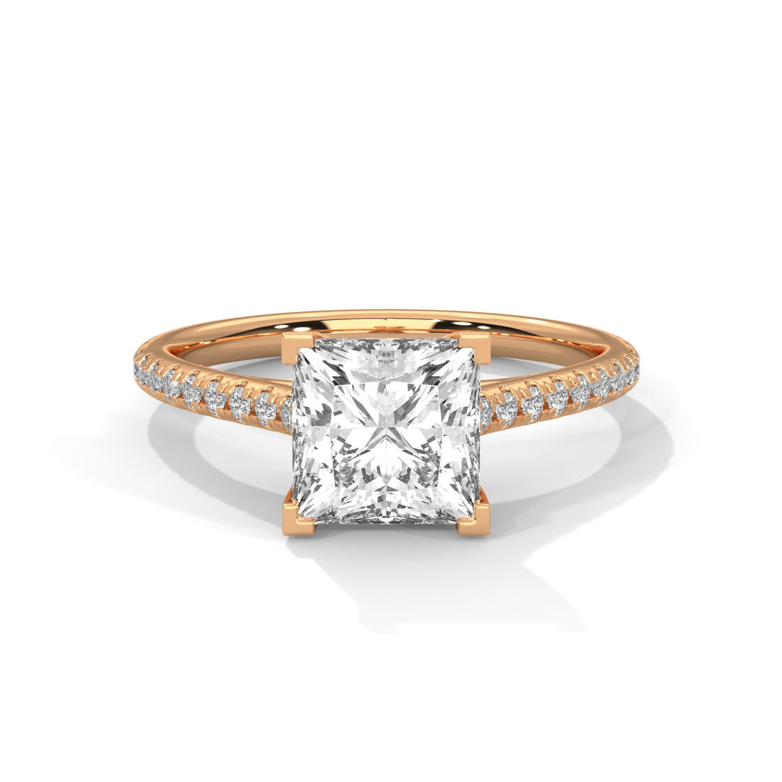Sivella Charm 1 CT Princess-Cut Lab Grown Diamond Pave Ring | 1.22 CTW
