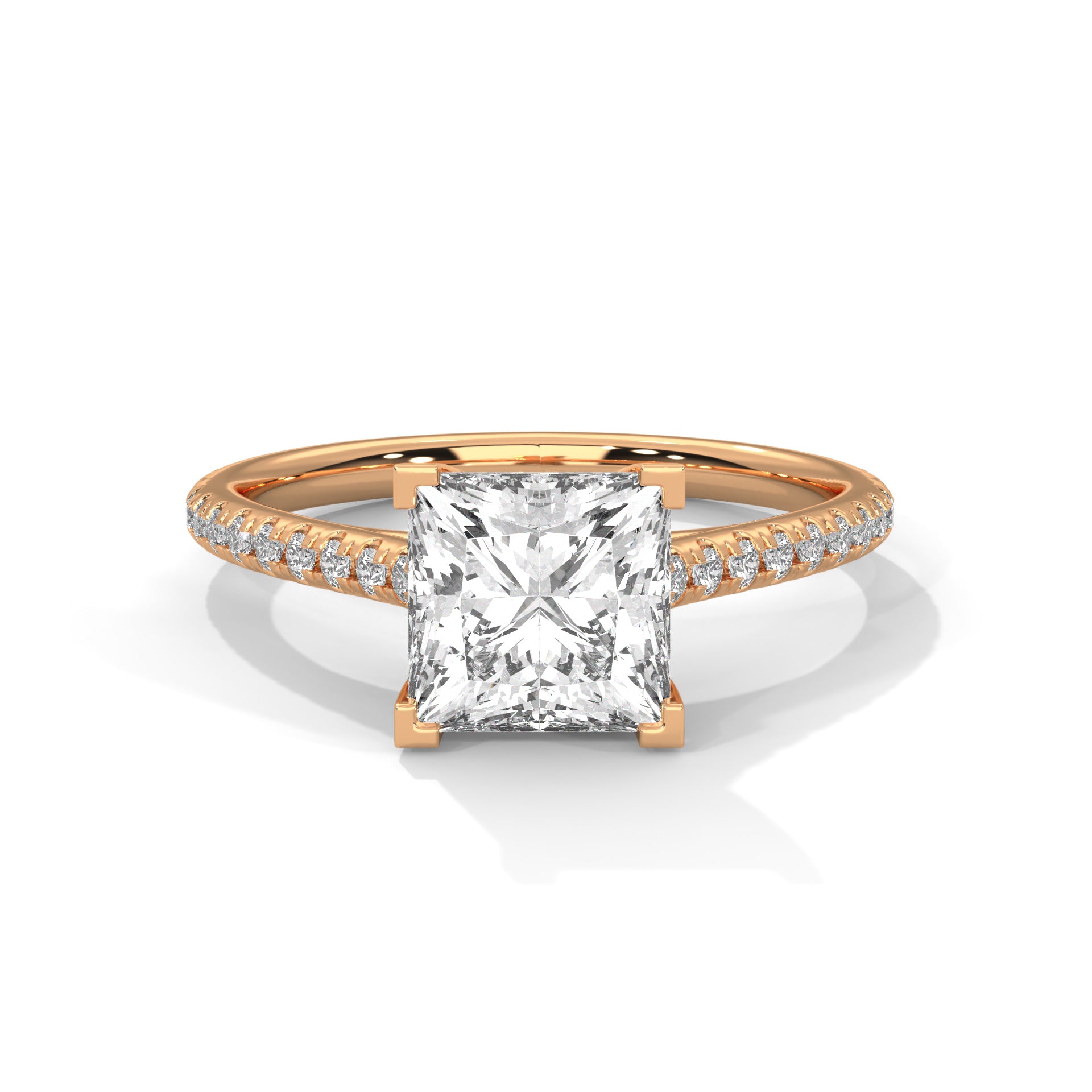Vespera Glow 1.5 CT Princess-Cut Lab Grown Diamond Pave Ring | 1.72 CTW