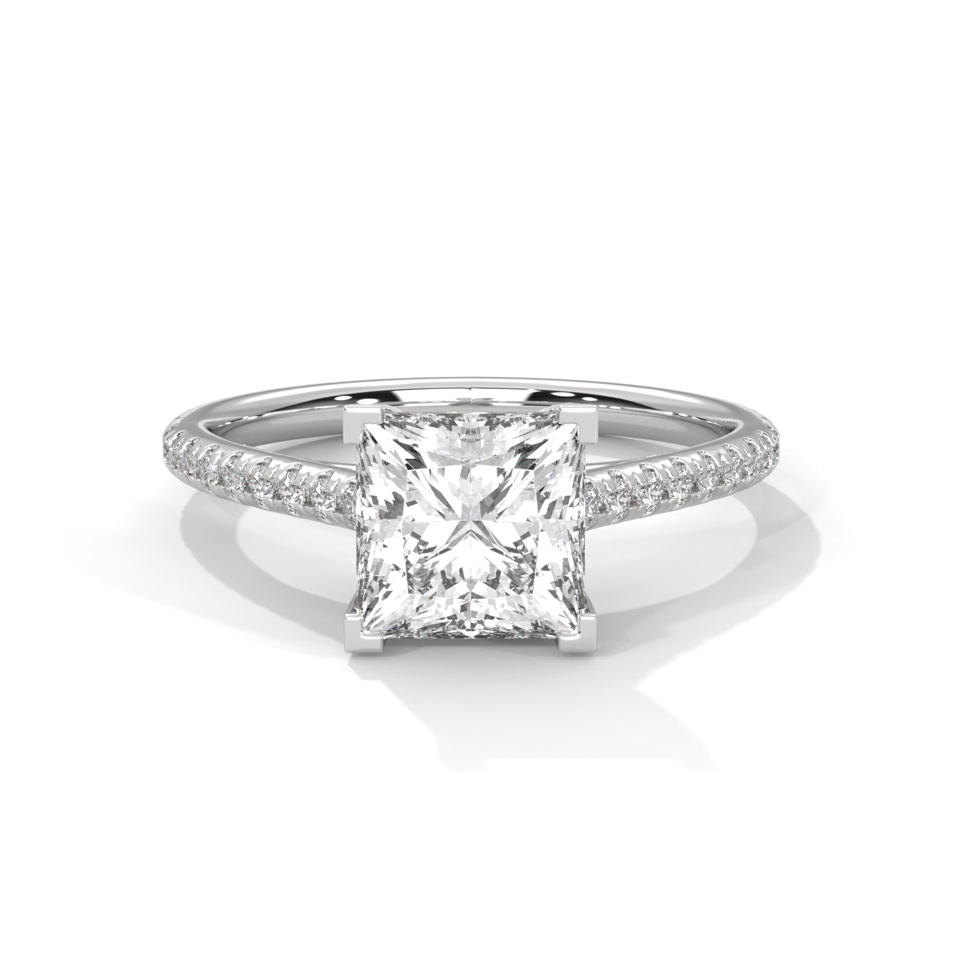 Vespera Glow 1.5 CT Princess-Cut Lab Grown Diamond Pave Ring | 1.72 CTW