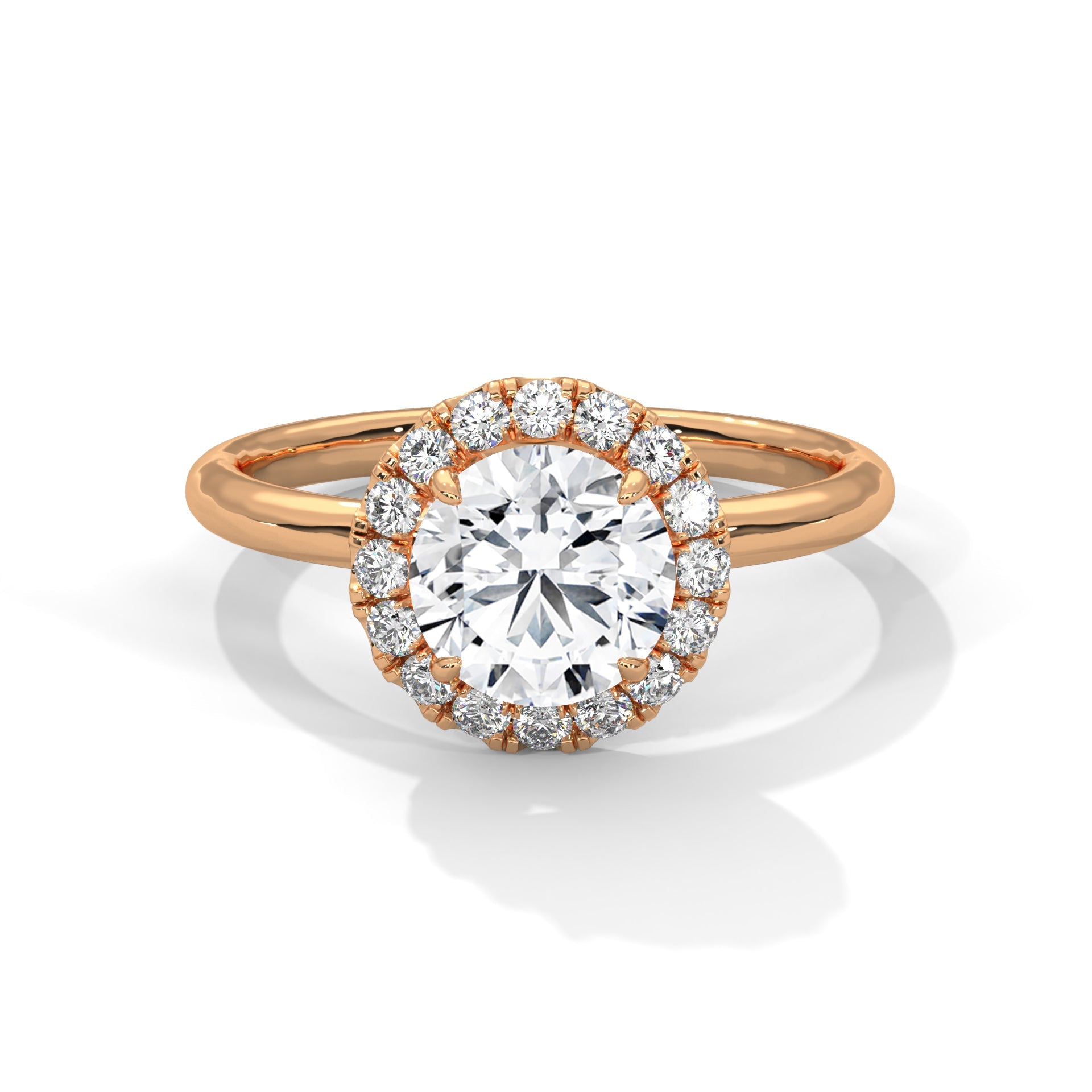 Halo Gold Ring with Lab-Created Diamond Round Shape |2 CTW F VS