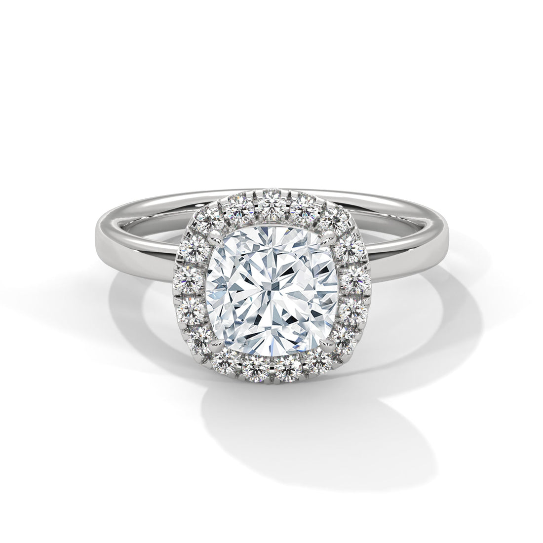 Halo Gold Ring with Lab-Created Diamond 2ct Cushion Shape (E VS1)