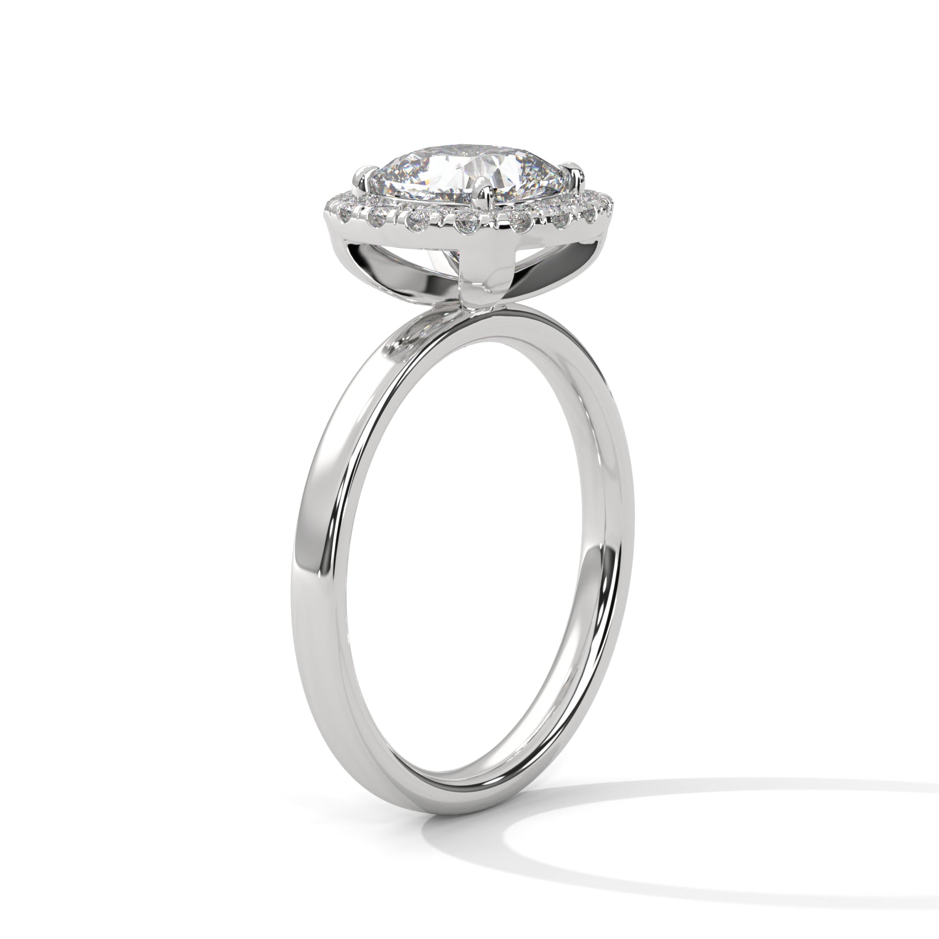 Halo Gold Ring with Lab-Created Diamond 2ct Cushion Shape (E VS1)