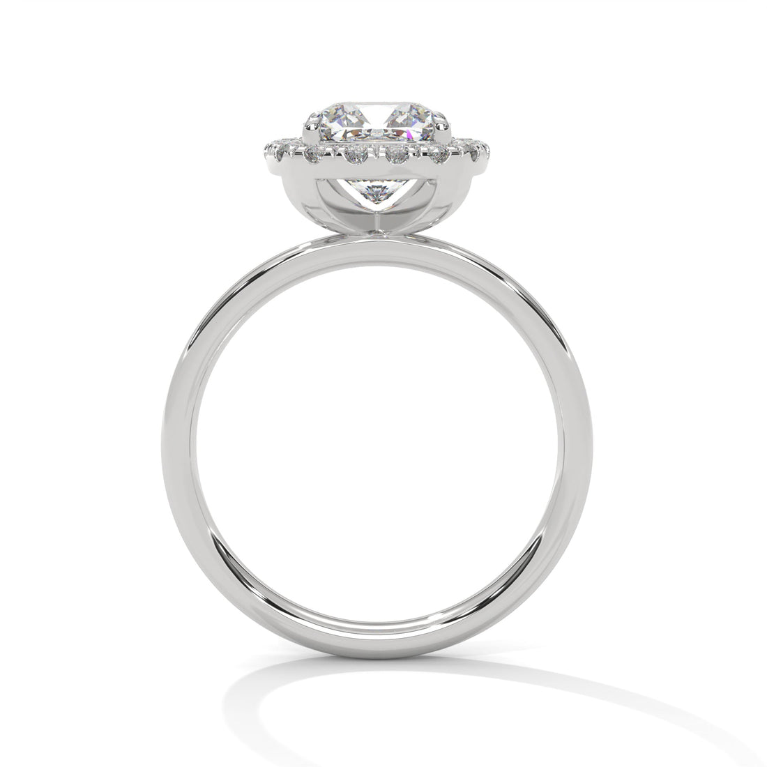 Halo Gold Ring with Lab-Created Diamond 2ct Cushion Shape (E VS1)