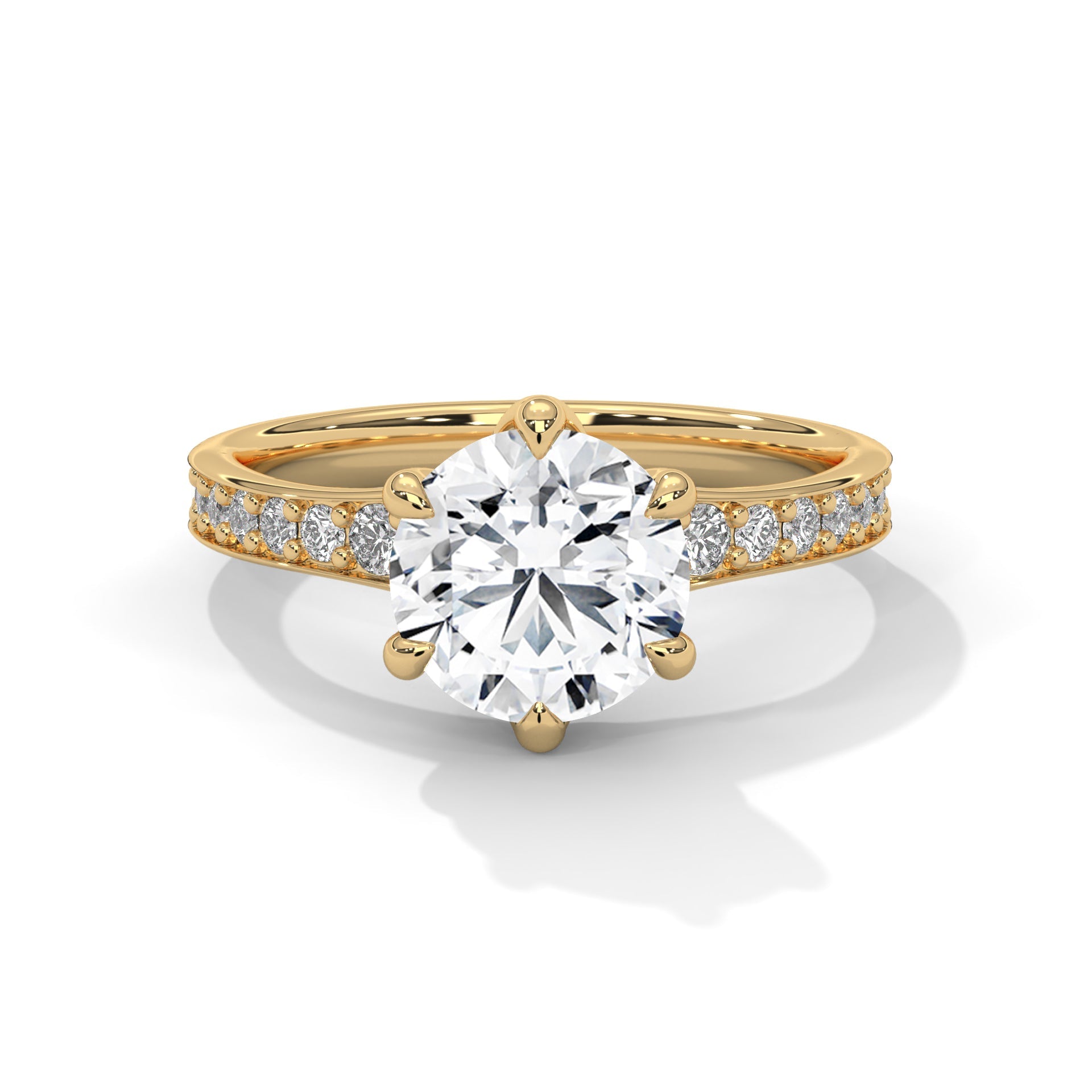 Six-Prong Pave Engagement Ring with 1.5ct Round Brilliant Lab-Grown Diamond (F VS1)