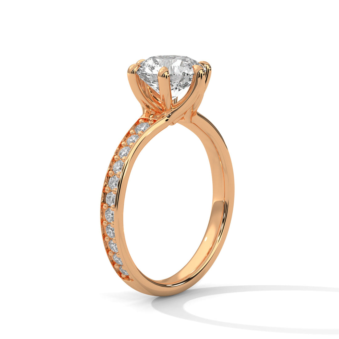 Six-Prong Pave Engagement Ring with 1.5ct Round Brilliant Lab-Grown Diamond (F VS1)