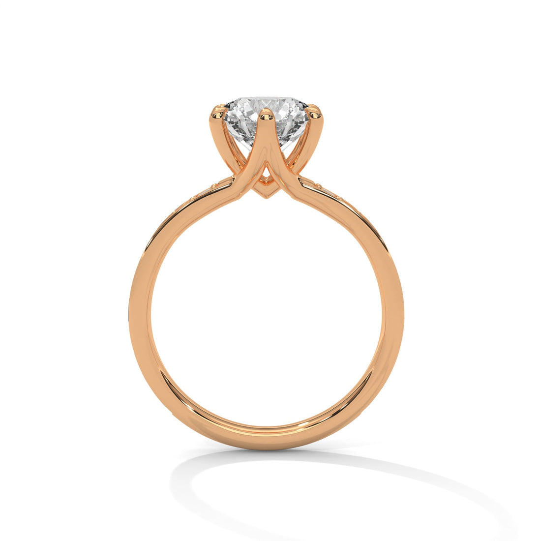 Solitaire 6-Prong Pave Ring with 3 CTW Round-Cut Lab Grown Diamond Ring | 3.43 CTW