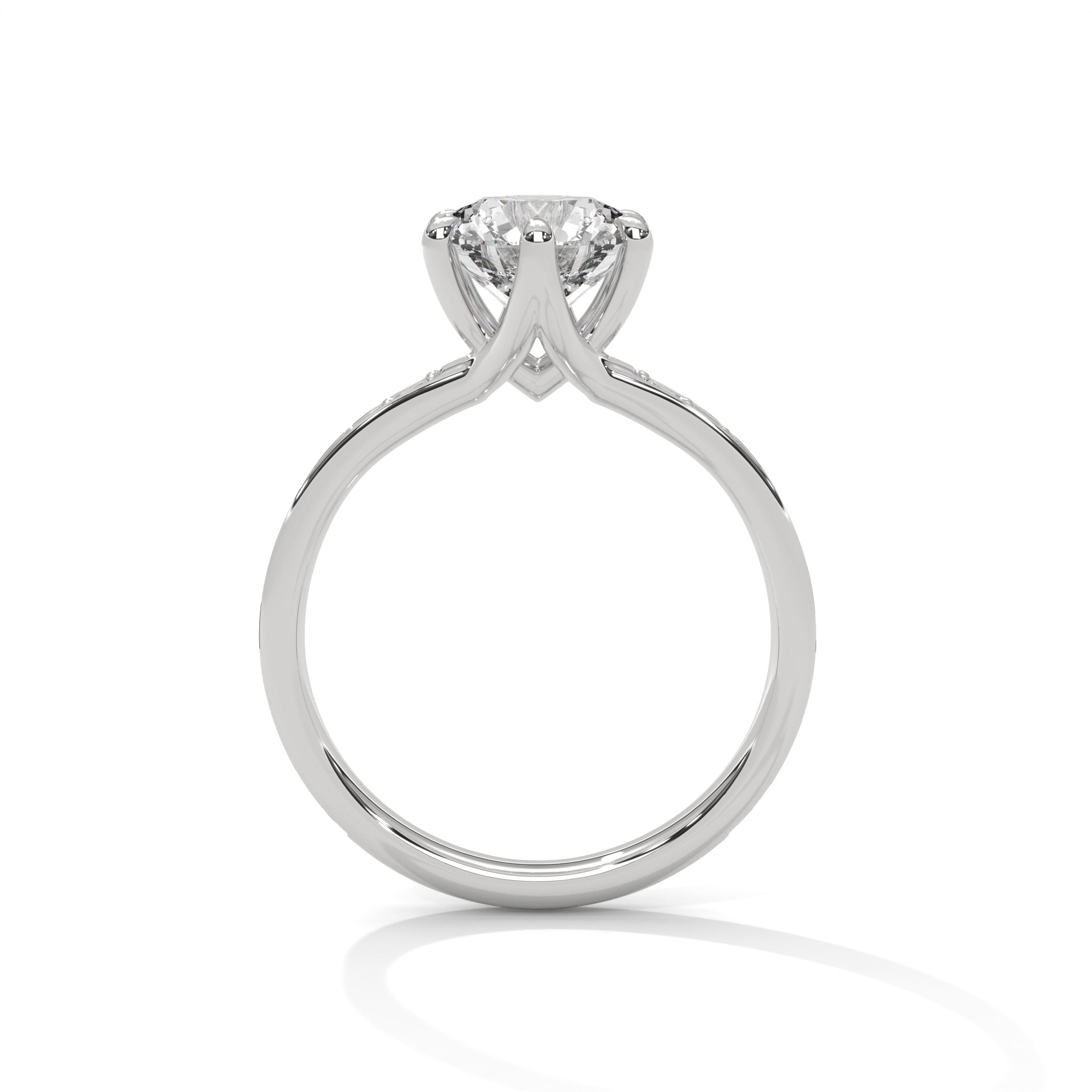 Solitaire 6-Prong Pave Ring with 3 CTW Round-Cut Lab Grown Diamond Ring | 3.43 CTW