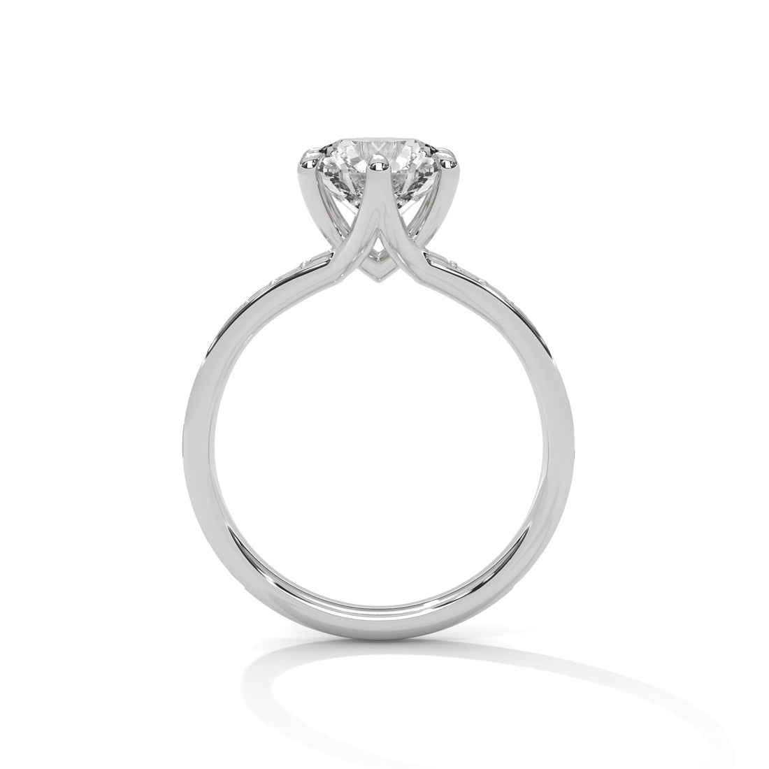 Solitaire 6-Prong Pave Ring with 3 CTW Round-Cut Lab Grown Diamond Ring | 3.43 CTW