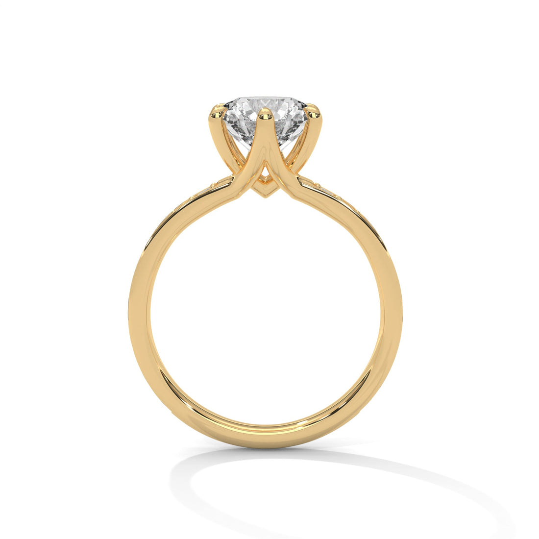 Six-Prong Pave Engagement Ring with 1.5ct Round Brilliant Lab-Grown Diamond (F VS1)