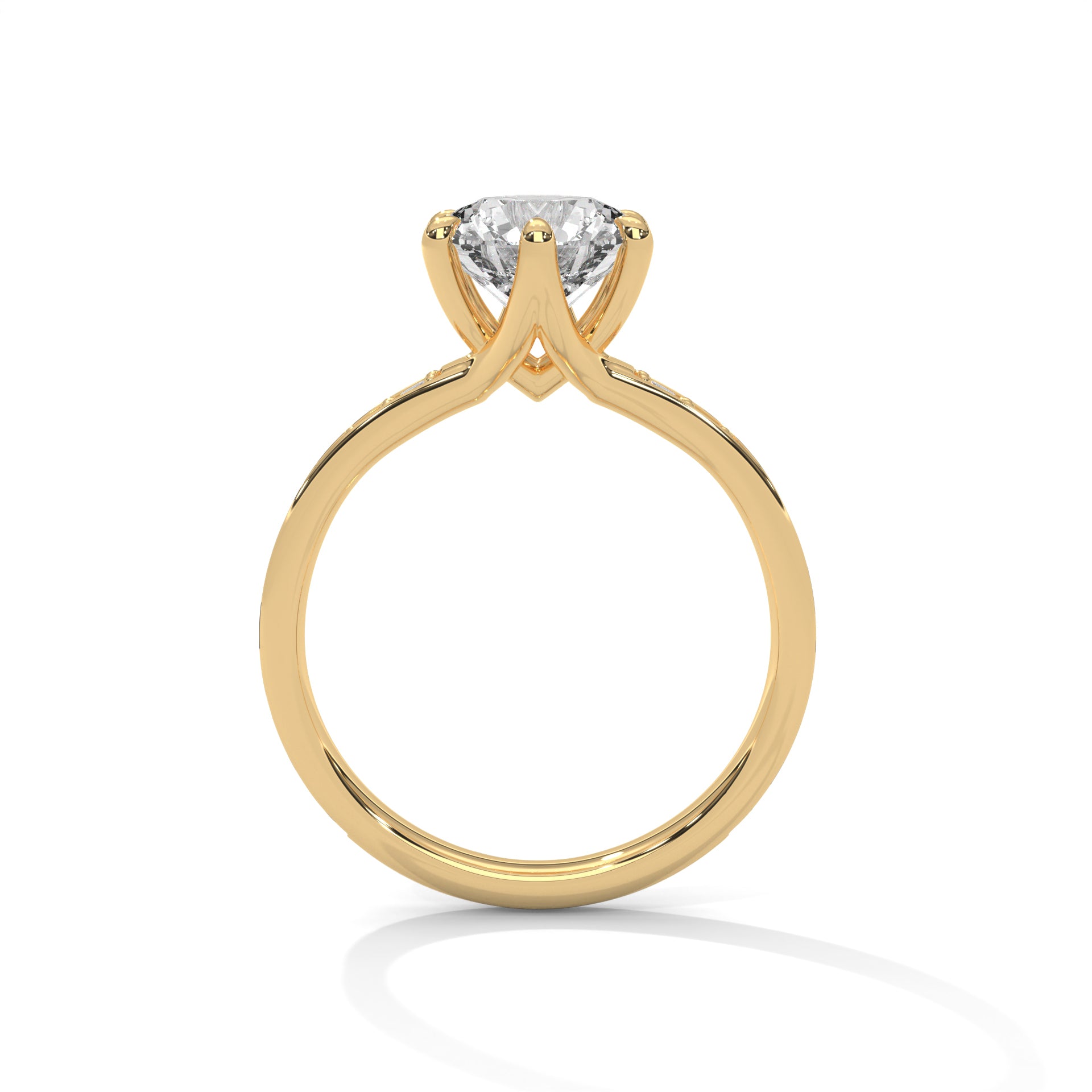 6-Prong Pave Engagement Ring with 2ct Round Brilliant Lab-Grown Diamond (F VS)