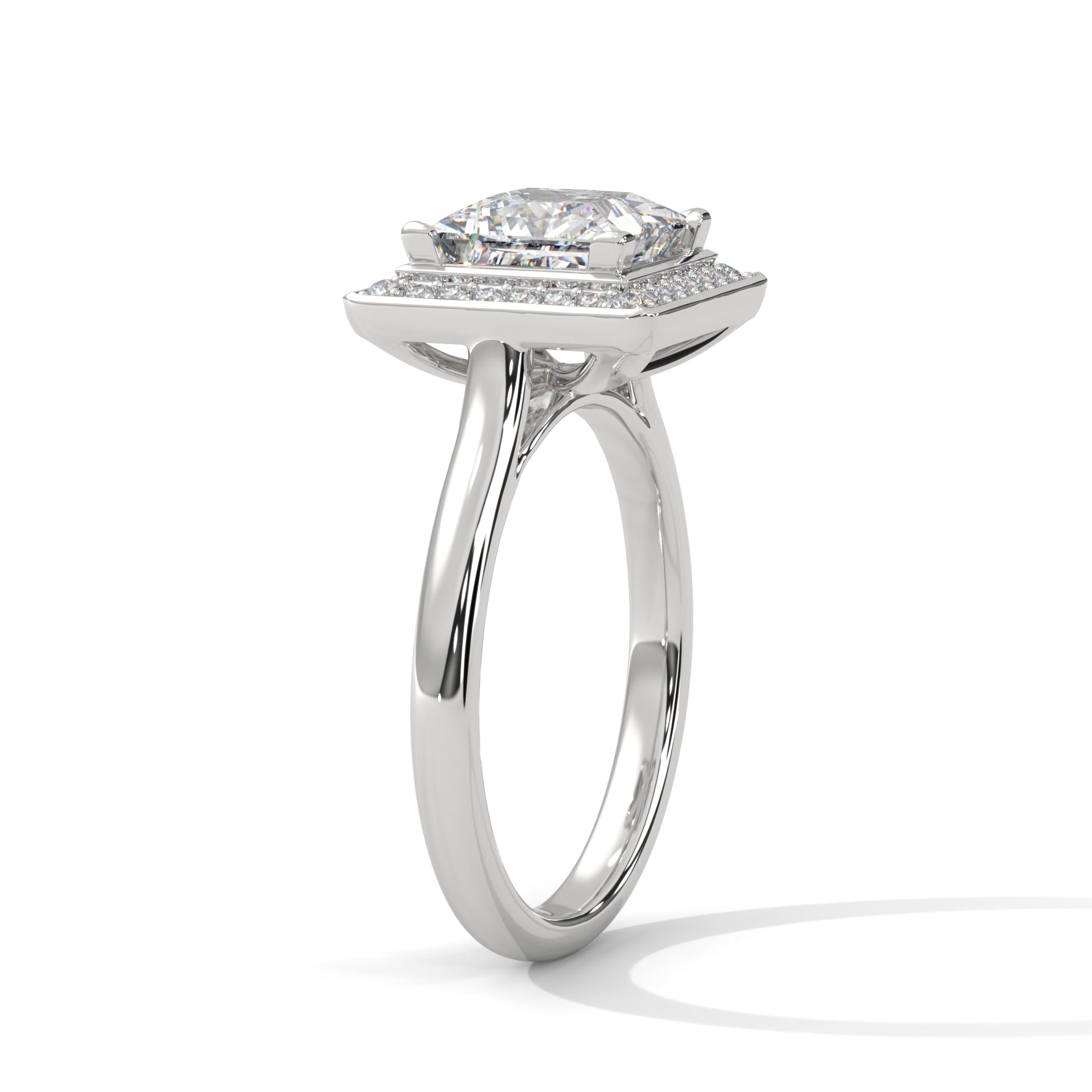 Majestic 2.18 CTW Princess Cut Diamond Halo Ring | E VS1