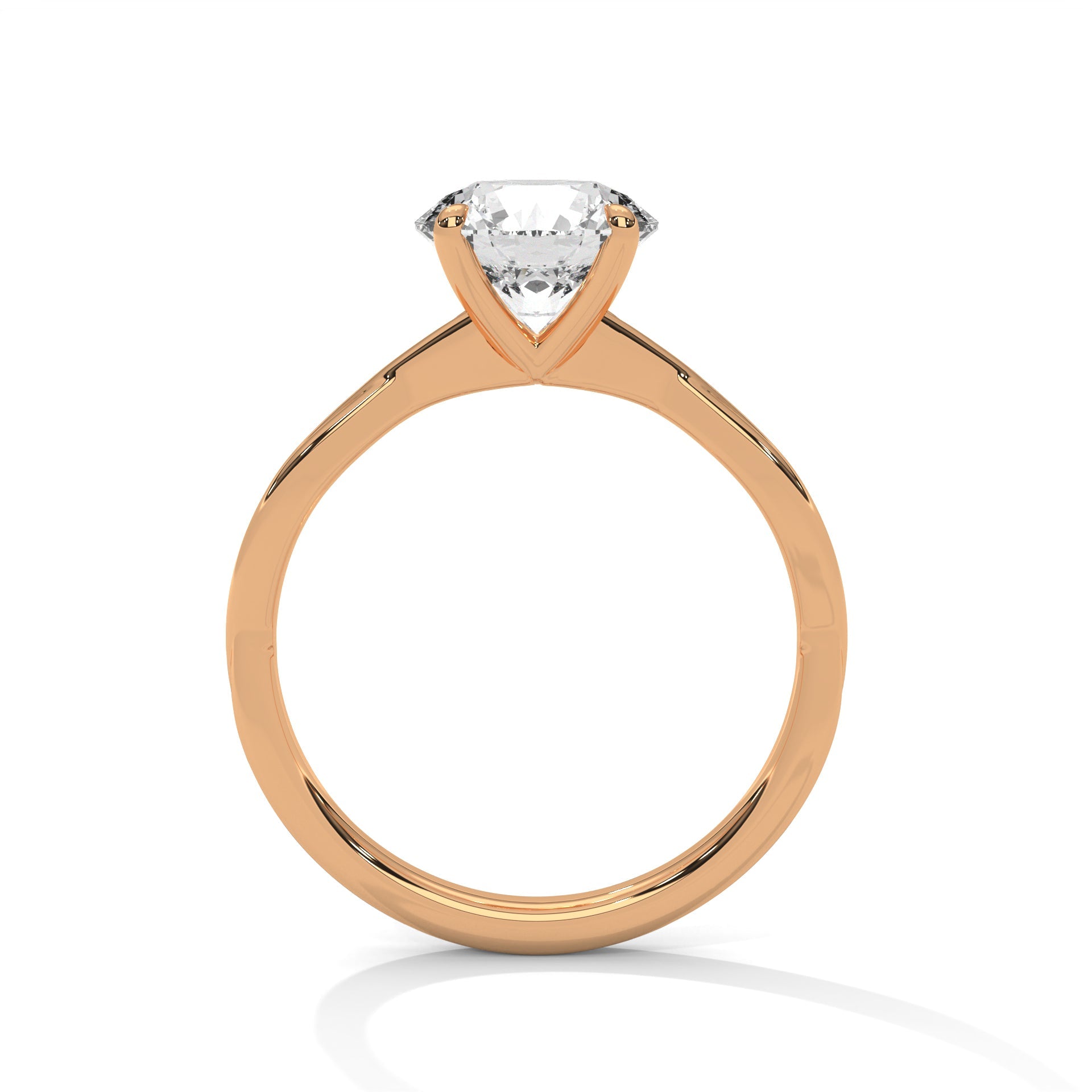 Elysian 2.00 CTW Round-Cut Diamond Twisted Solitaire Ring | 14K & 18K Gold