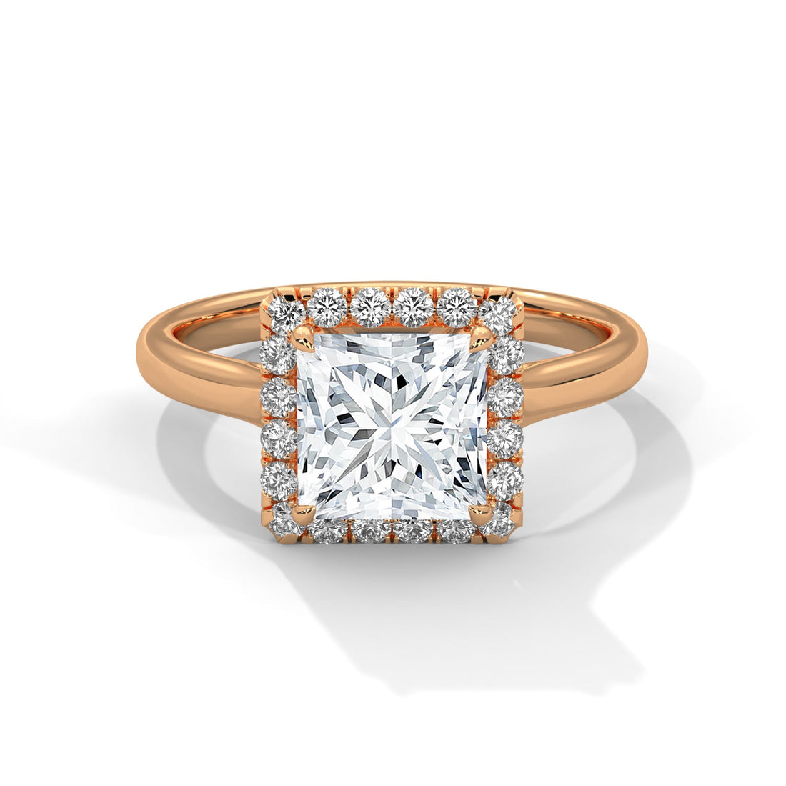 Stunning Princess-Cut Engagement Halo Ring with 2ct Lab-Grown Diamond (F VS)