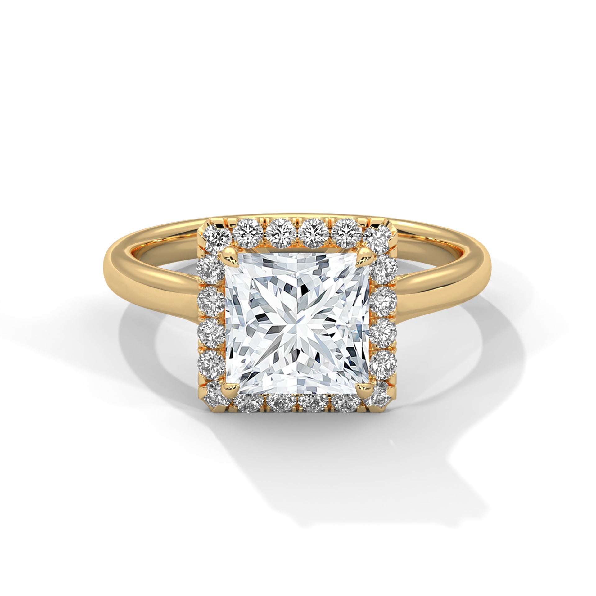 Stunning Princess-Cut Engagement Halo Ring with 2ct Lab-Grown Diamond (F VS)
