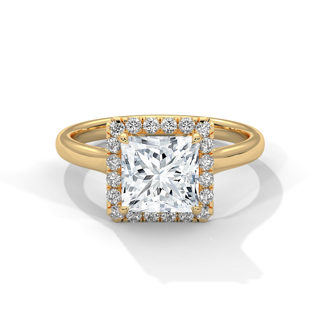 Stunning Princess-Cut Engagement Halo Ring with 2ct Lab-Grown Diamond (F VS)