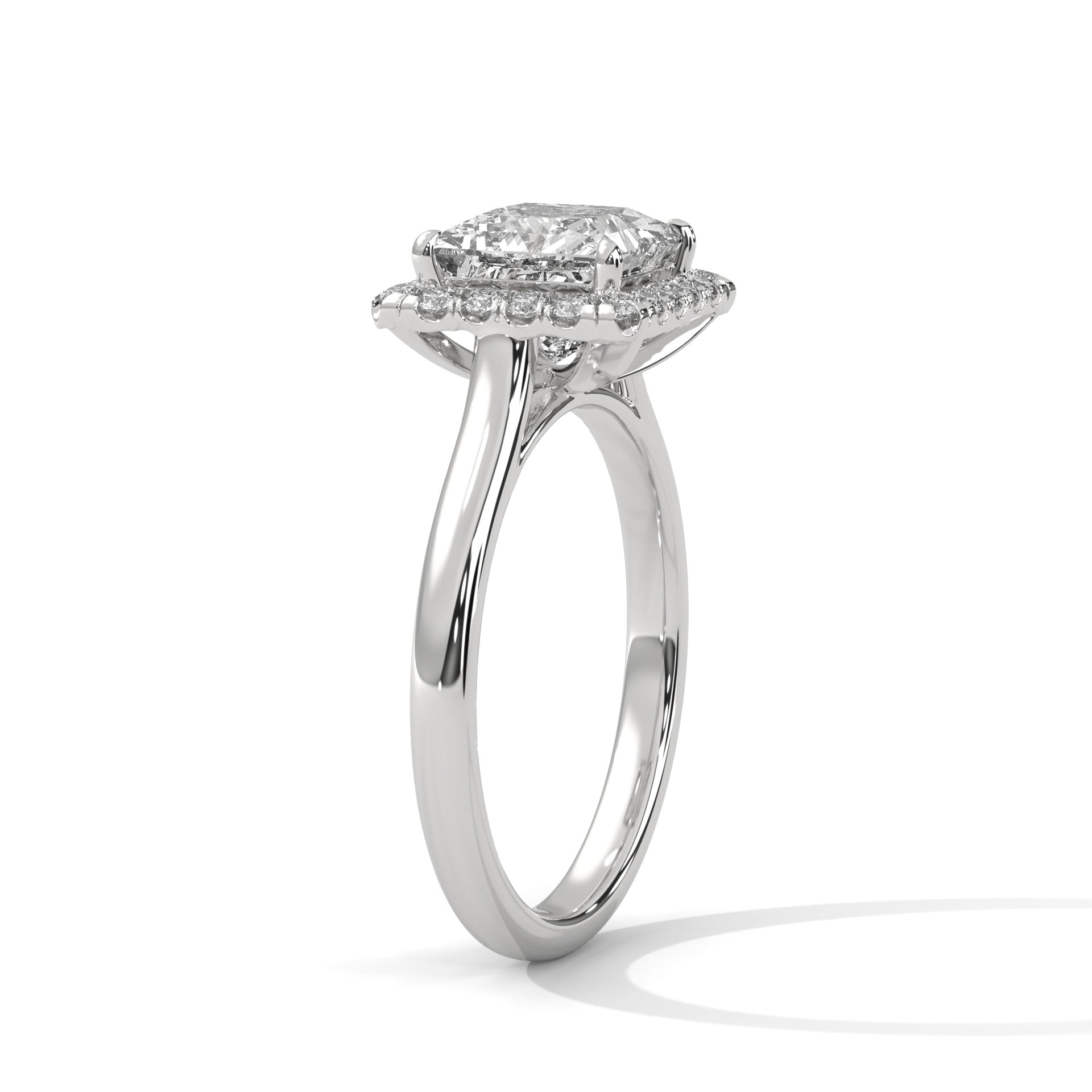 Stunning Princess-Cut Engagement Halo Ring with 2ct Lab-Grown Diamond (F VS)
