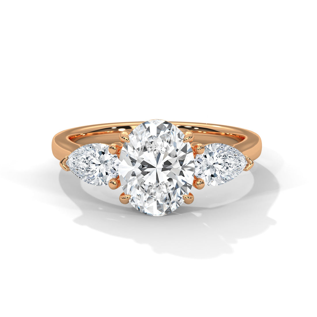 Three-Stone Lab-Grown Diamond Ring 1.5ct Oval with 1/2ct Pear Side Stones | 2.5 CTW