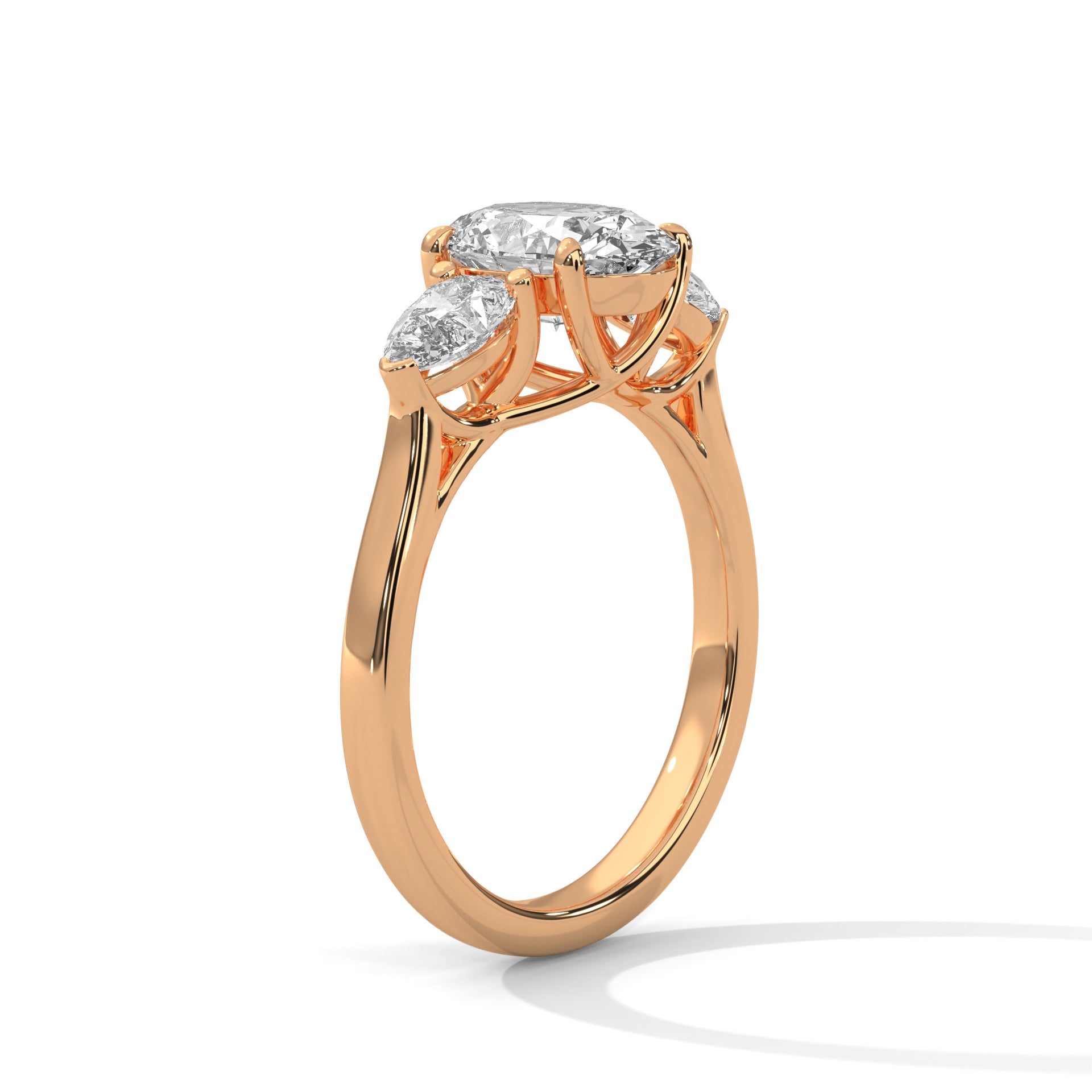 Three-Stone Lab-Grown Diamond Ring 1.5ct Oval with 1/2ct Pear Side Stones | 2.5 CTW