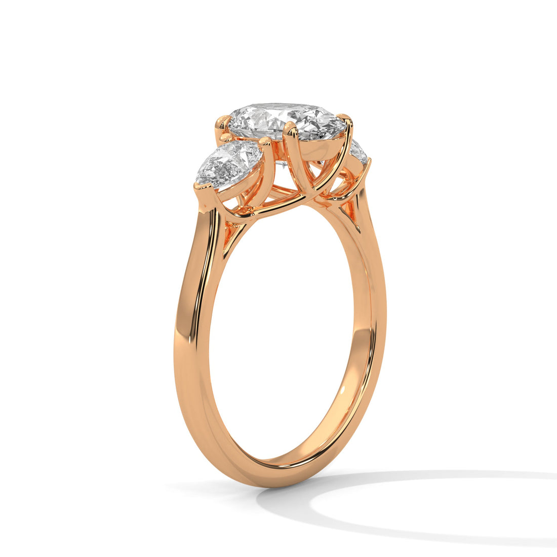 Three-Stone Lab-Grown Diamond Ring 1.5ct Oval with 1/2ct Pear Side Stones | 2.5 CTW