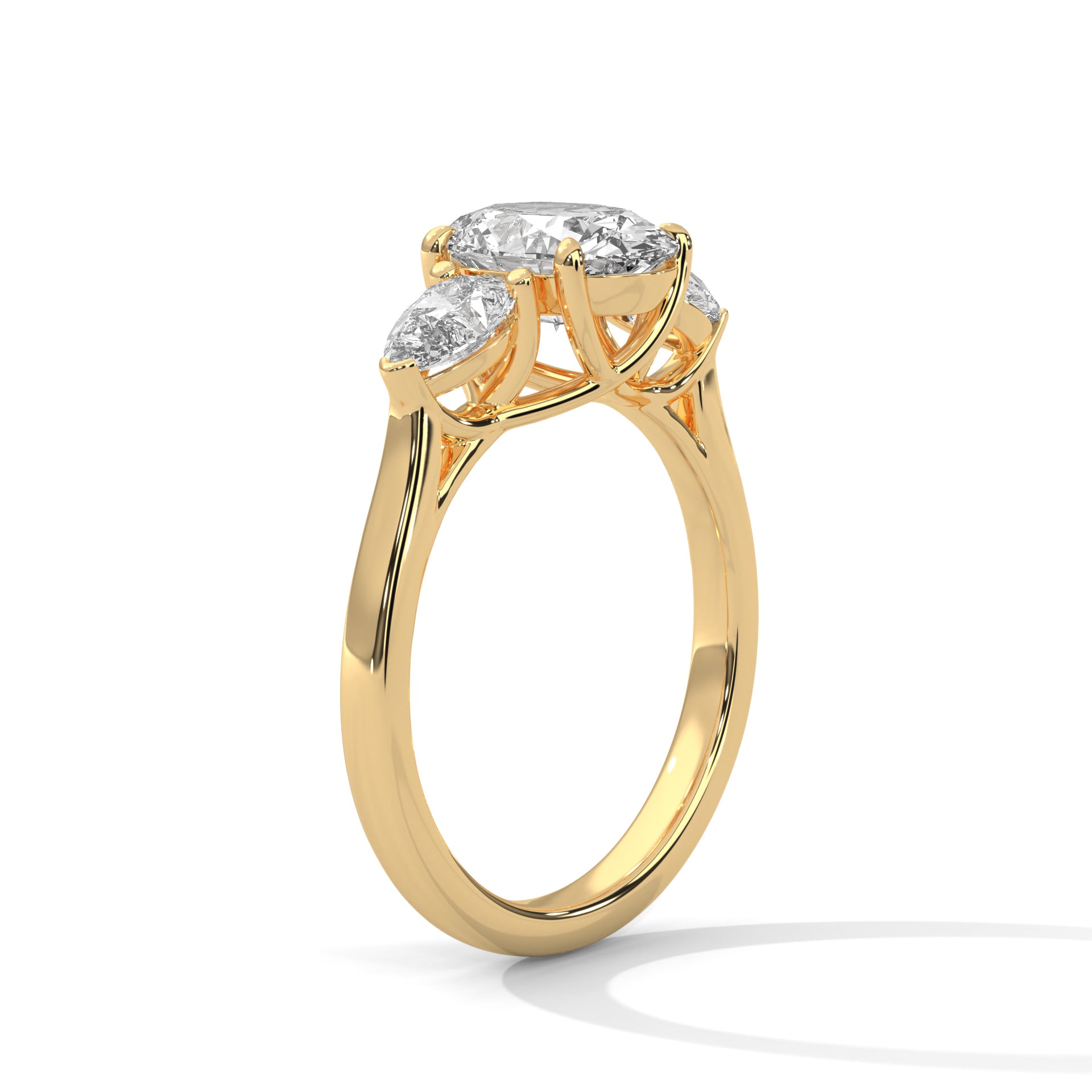 Three-Stone Lab-Grown Diamond Ring 1.5ct Oval with 1/2ct Pear Side Stones | 2.5 CTW