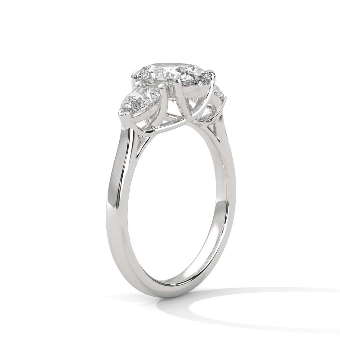 Three-Stone Lab-Grown Diamond Ring 1.5ct Oval with 1/2ct Pear Side Stones | 2.5 CTW