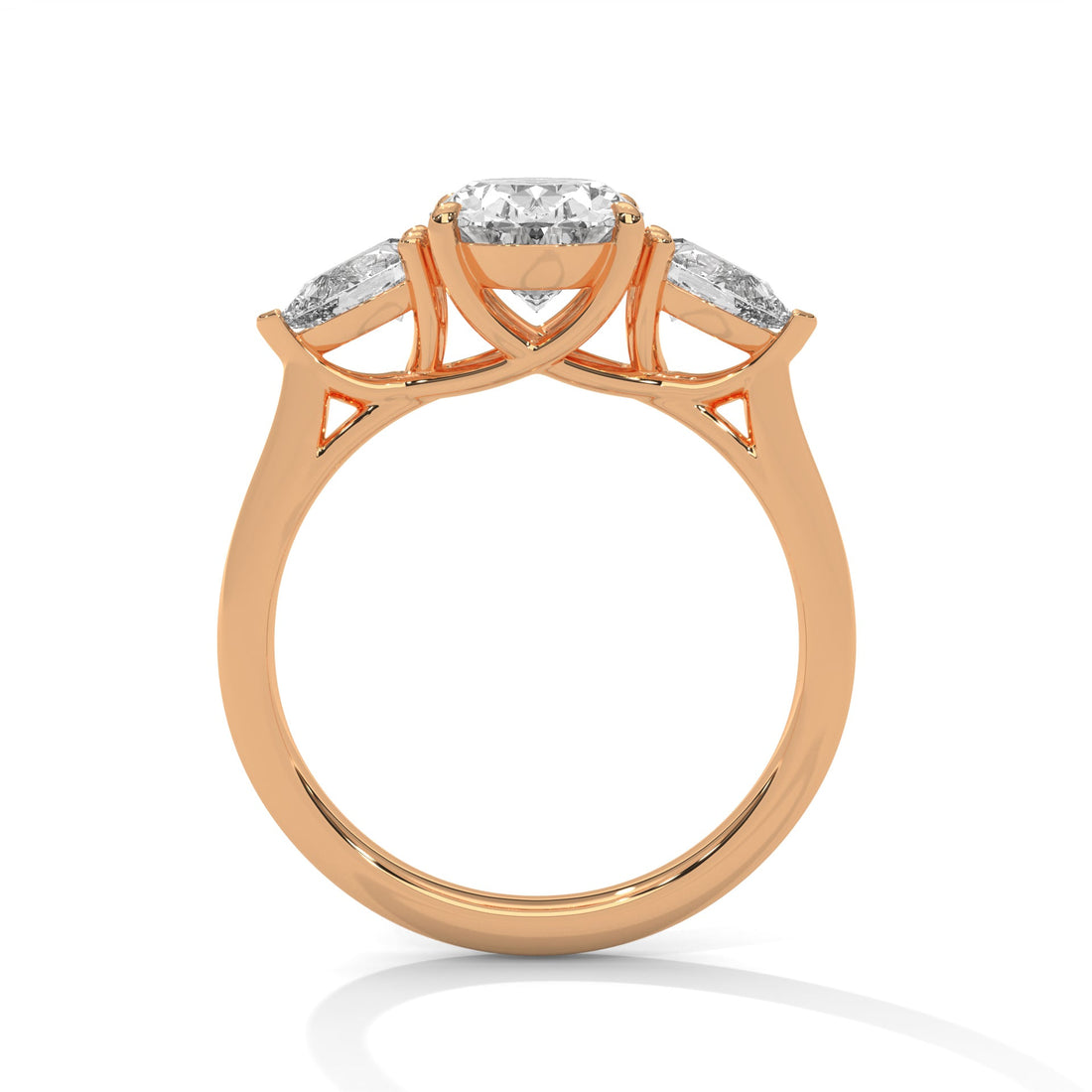 Three-Stone Lab-Grown Diamond Ring 1.5ct Oval with 1/2ct Pear Side Stones | 2.5 CTW